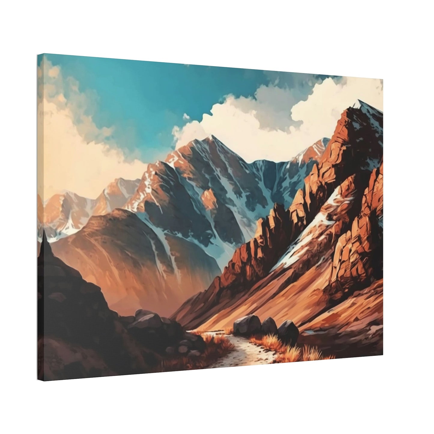 Ascending to New Heights: A Mountainous Landscape on Canvas