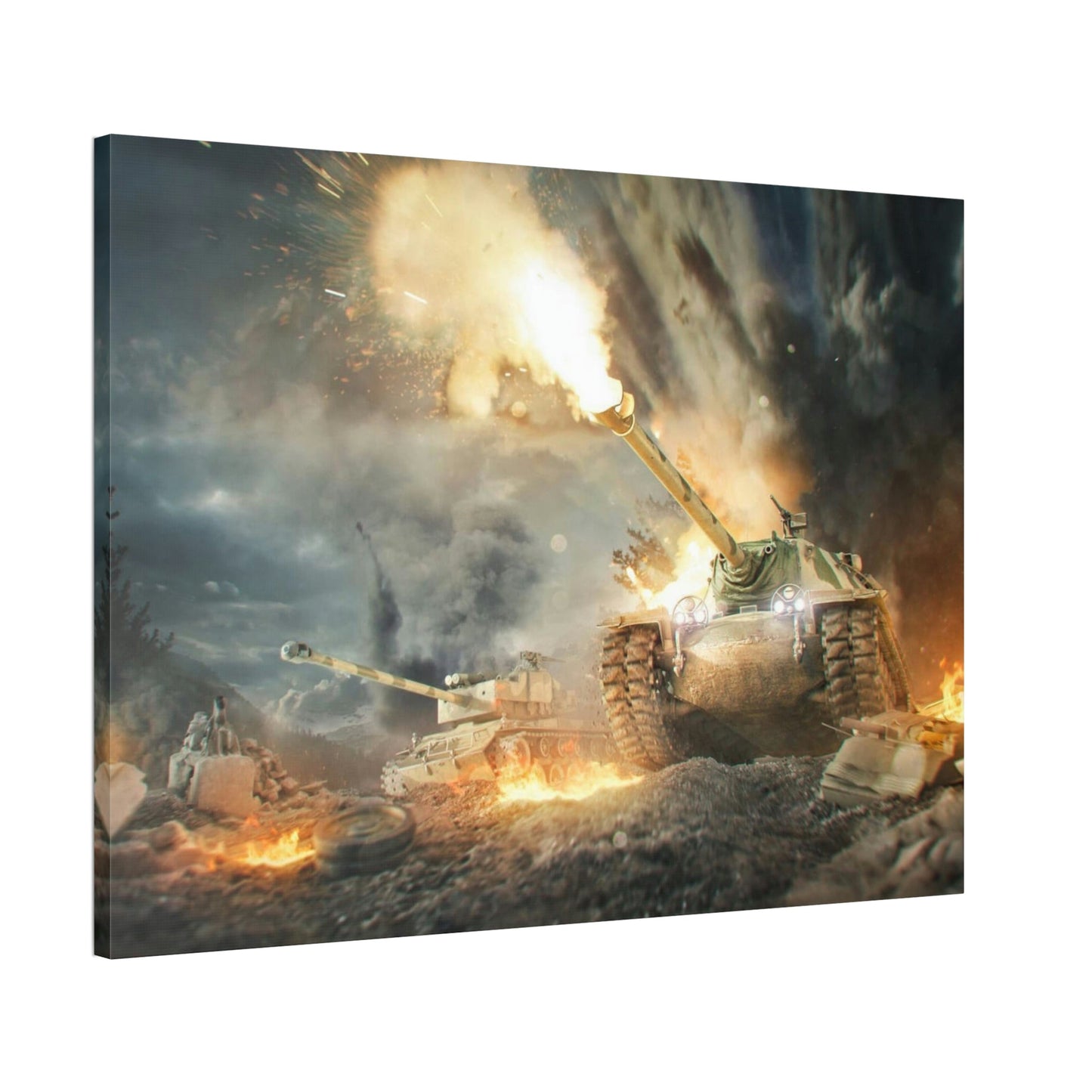 Armored Legends in Motion: Striking World of Tanks Сanvas Wall Art