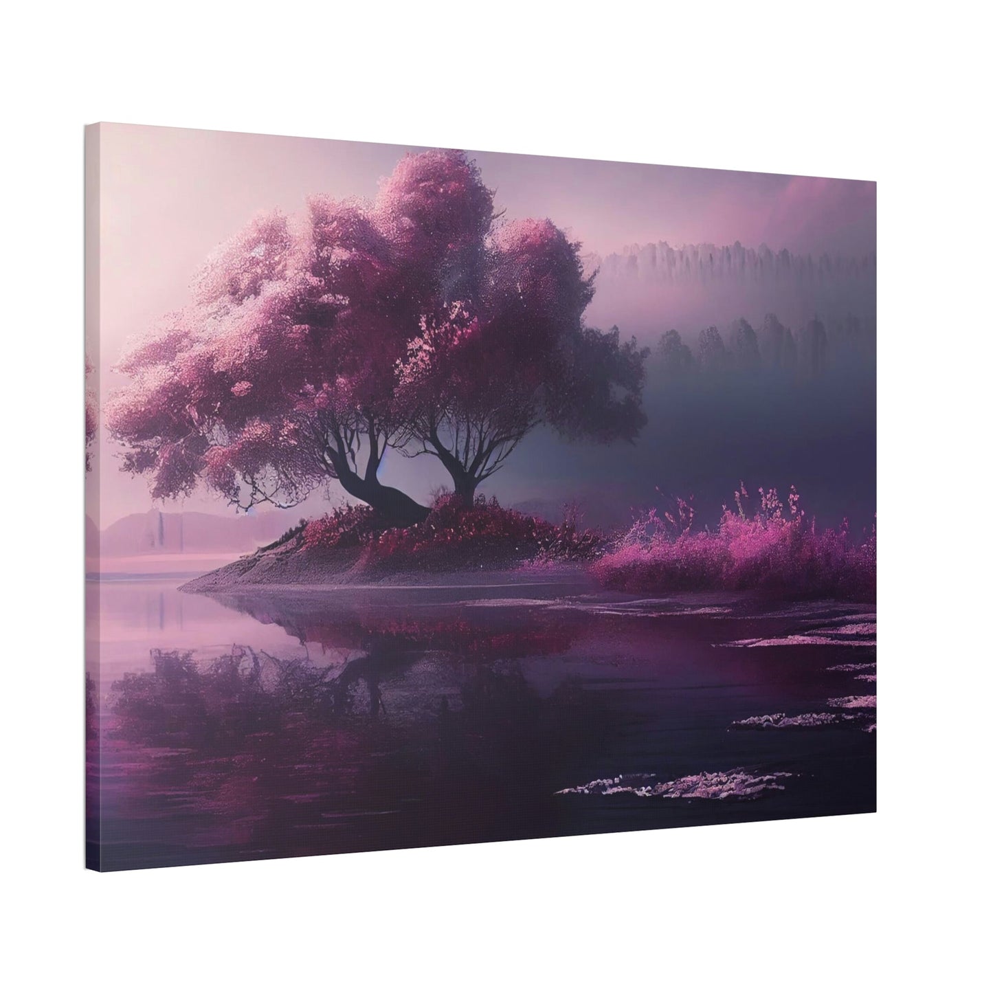 Tranquility in Blue: Framed Poster of a Peaceful Lake on Canvas