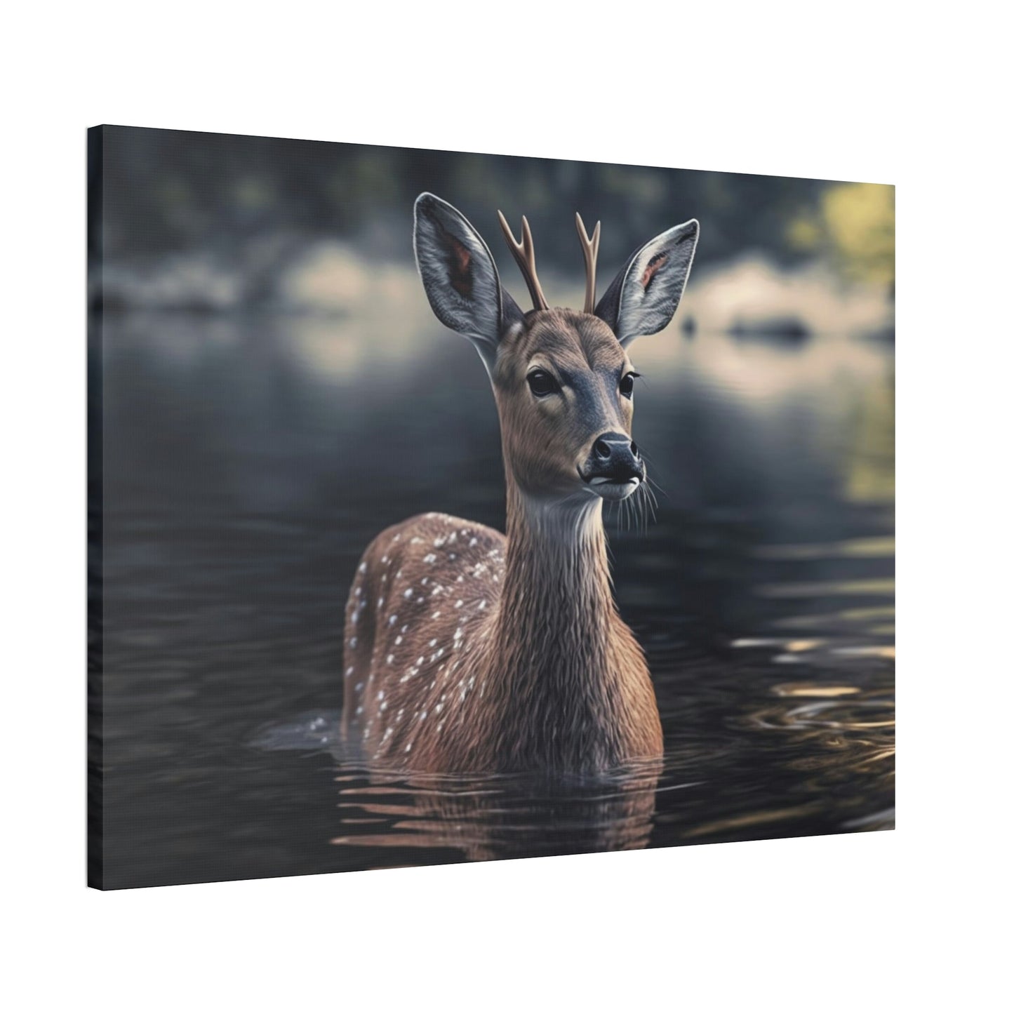 Deer Reflection: A Canvas Tranquil Haven