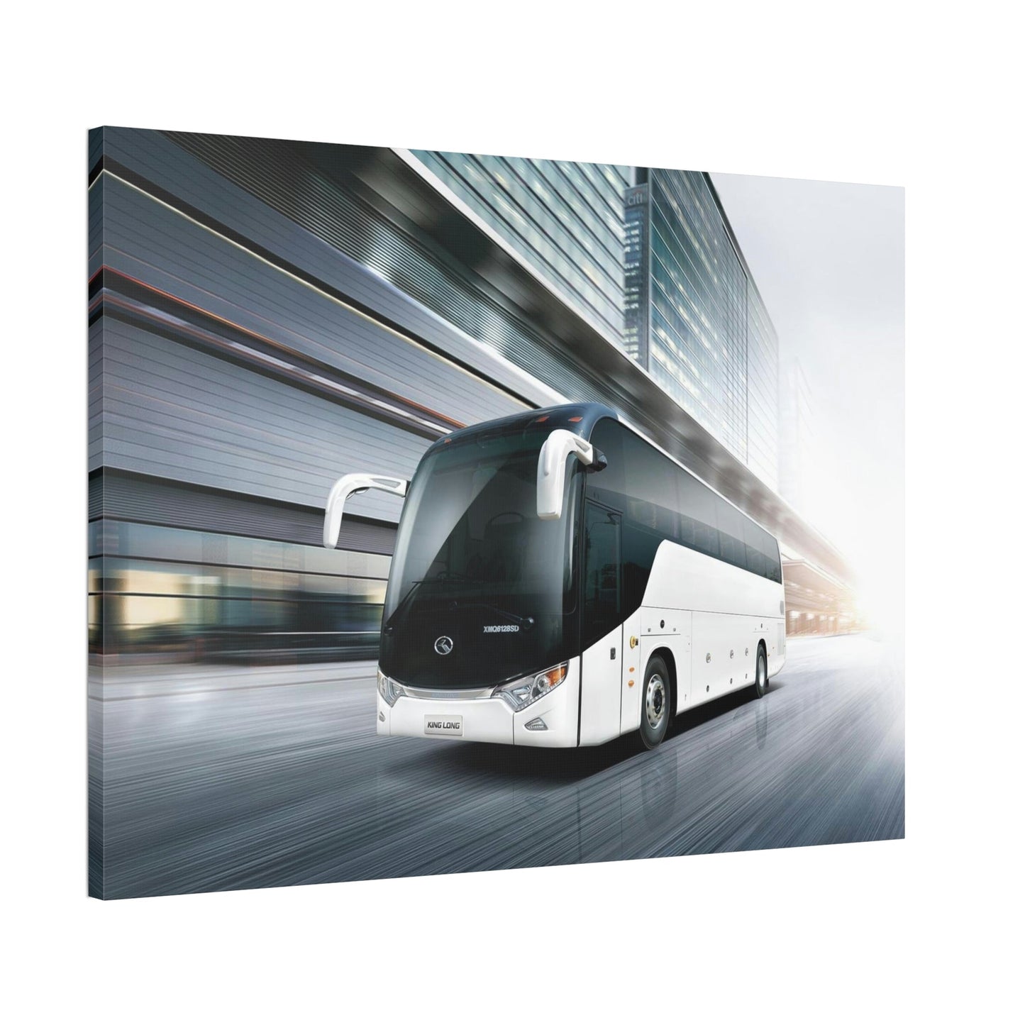 Urbanscapes Unveiled: Bus Artwork on Framed Poster & Canvas