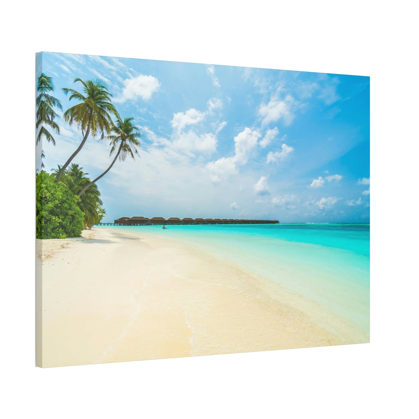 Tropical Paradise: Art Print of a Lush Island Beach on a Natural Canvas & Poster