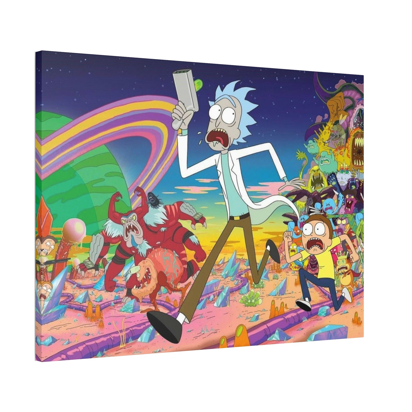 Fantastical Adventures: Framed Canvas Wall Art Depicting Rick and Morty Artwork