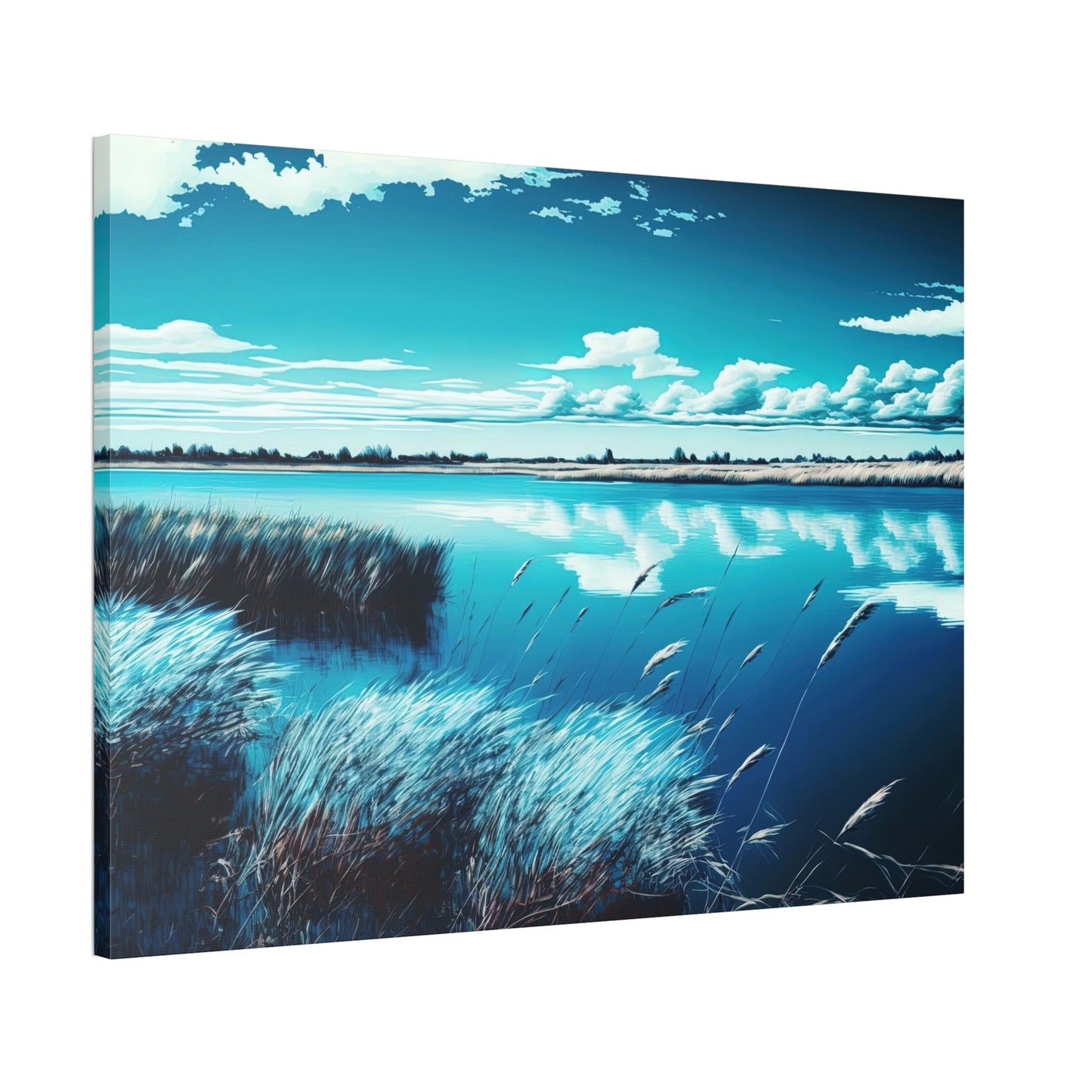 Lakeside Harmony: Print on Canvas with Tranquil Lake Scenery
