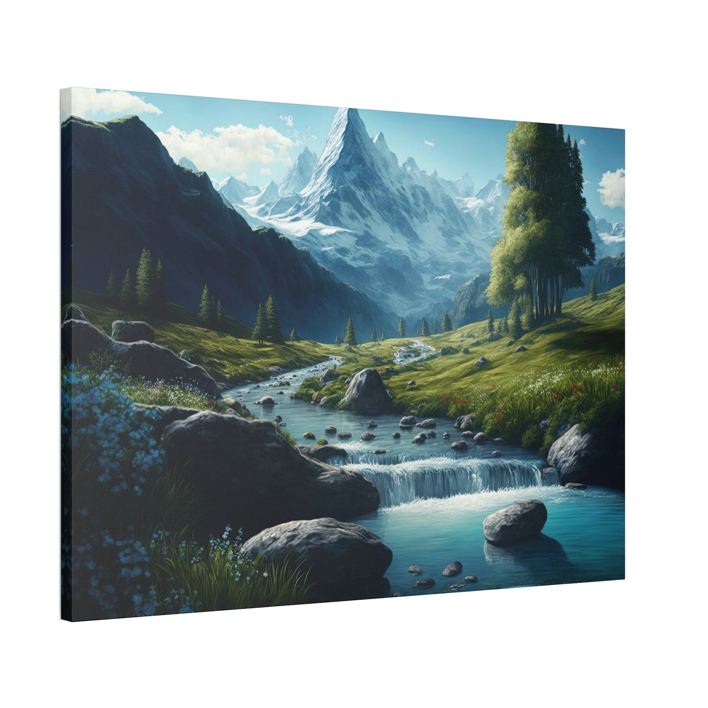 Nature's Watercolor: Framed Canvas and Poster Print of Lakes and Rivers