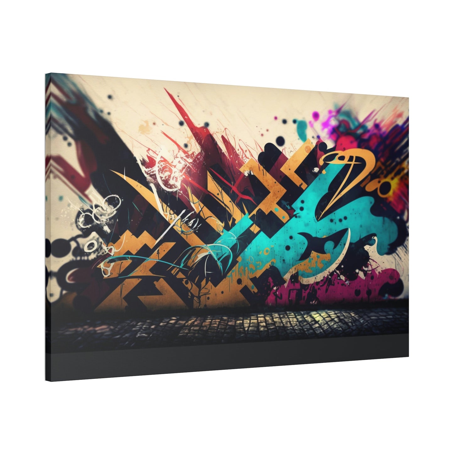 Framed Canvas & Poster Print of Graffiti Art: A Burst of Energy