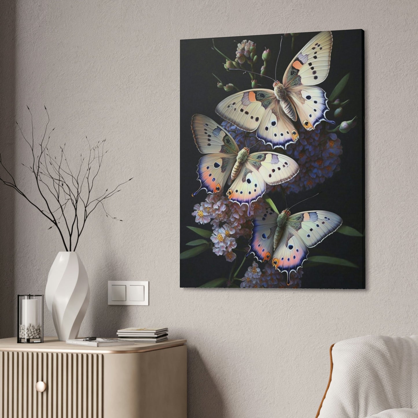 Butterflies on a Summer Day: Canvas Wall Art Print of Insects in Warm Sunlight