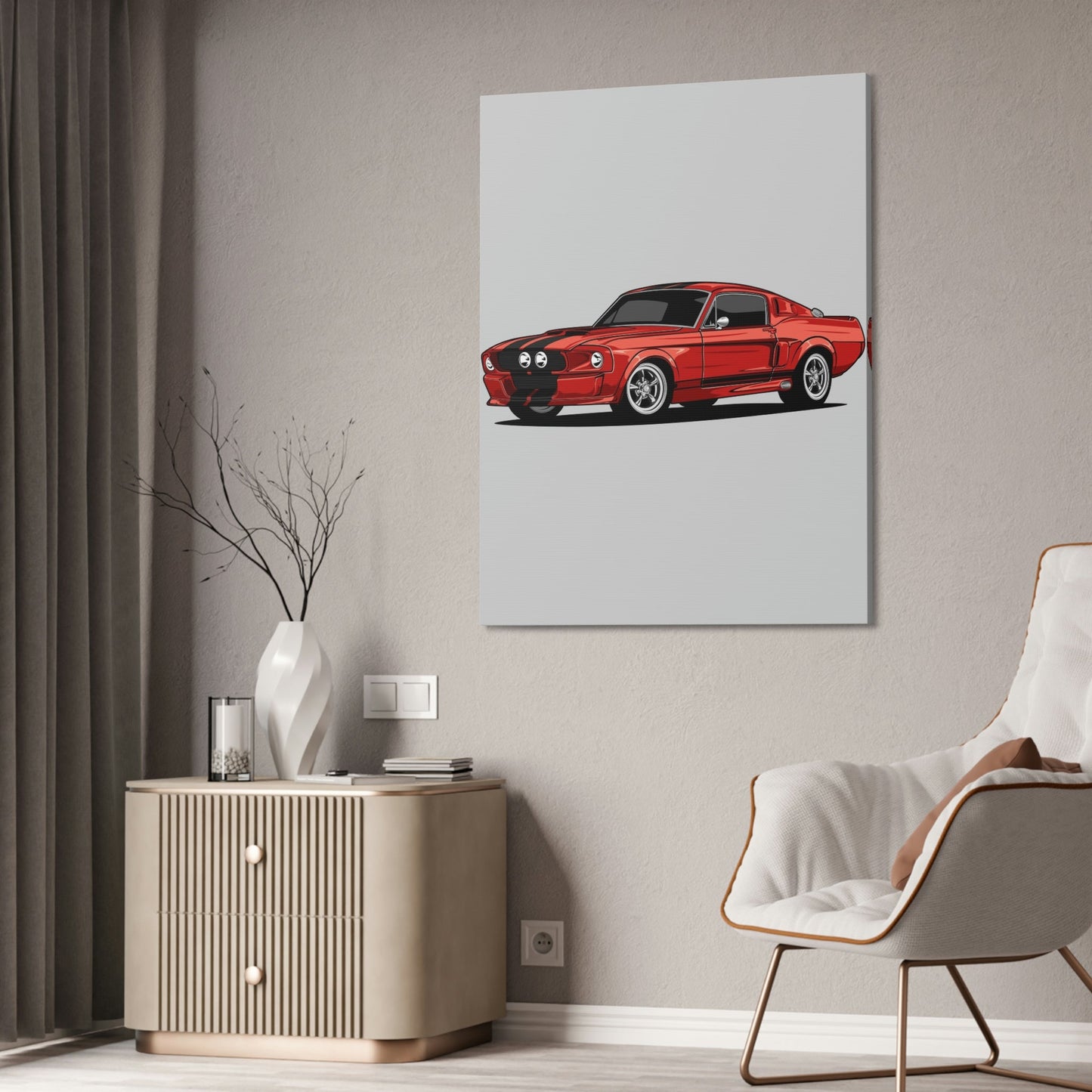 Racing Aesthetics: Canvas & Poster of a Mustang Sports Car for Wall Decor