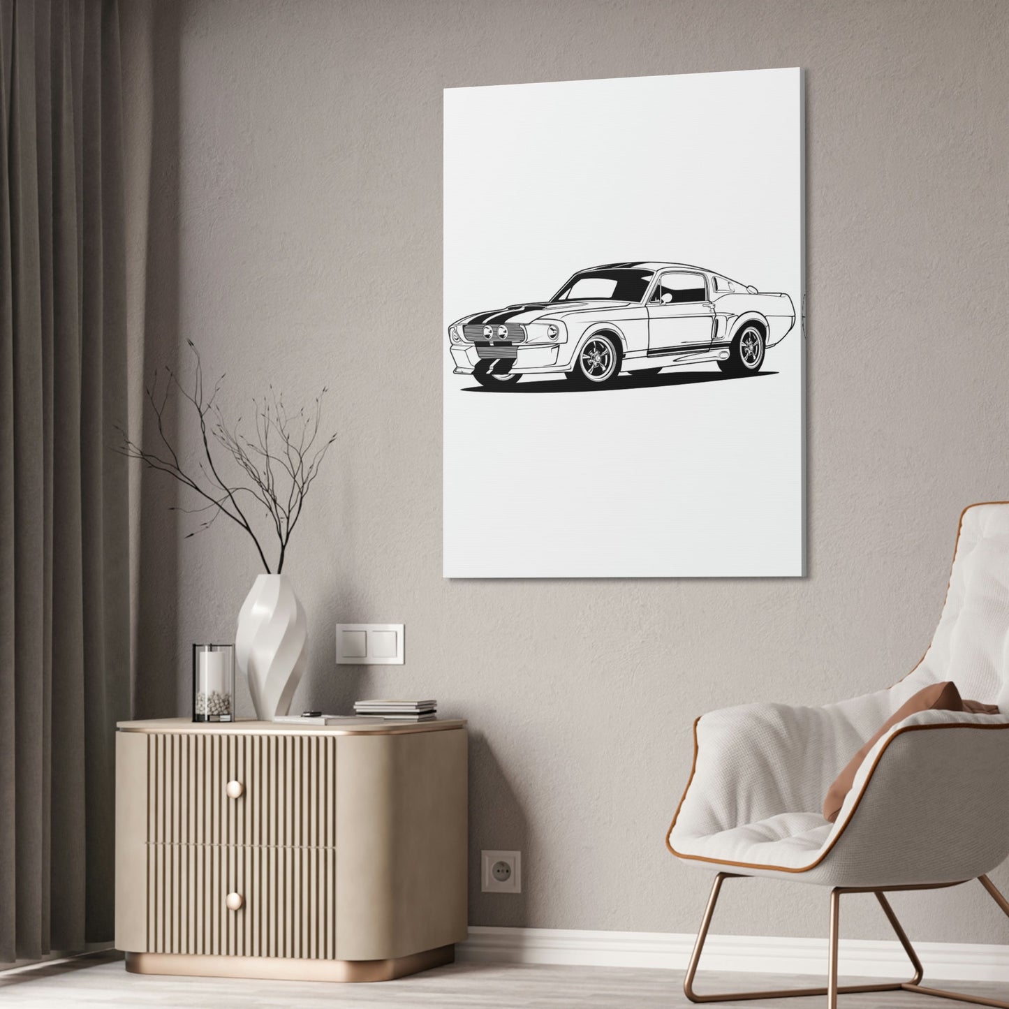 Thrill of the Ride: Framed Canvas Poster of a Mustang Sports Car for Automotive Art Connoisseurs