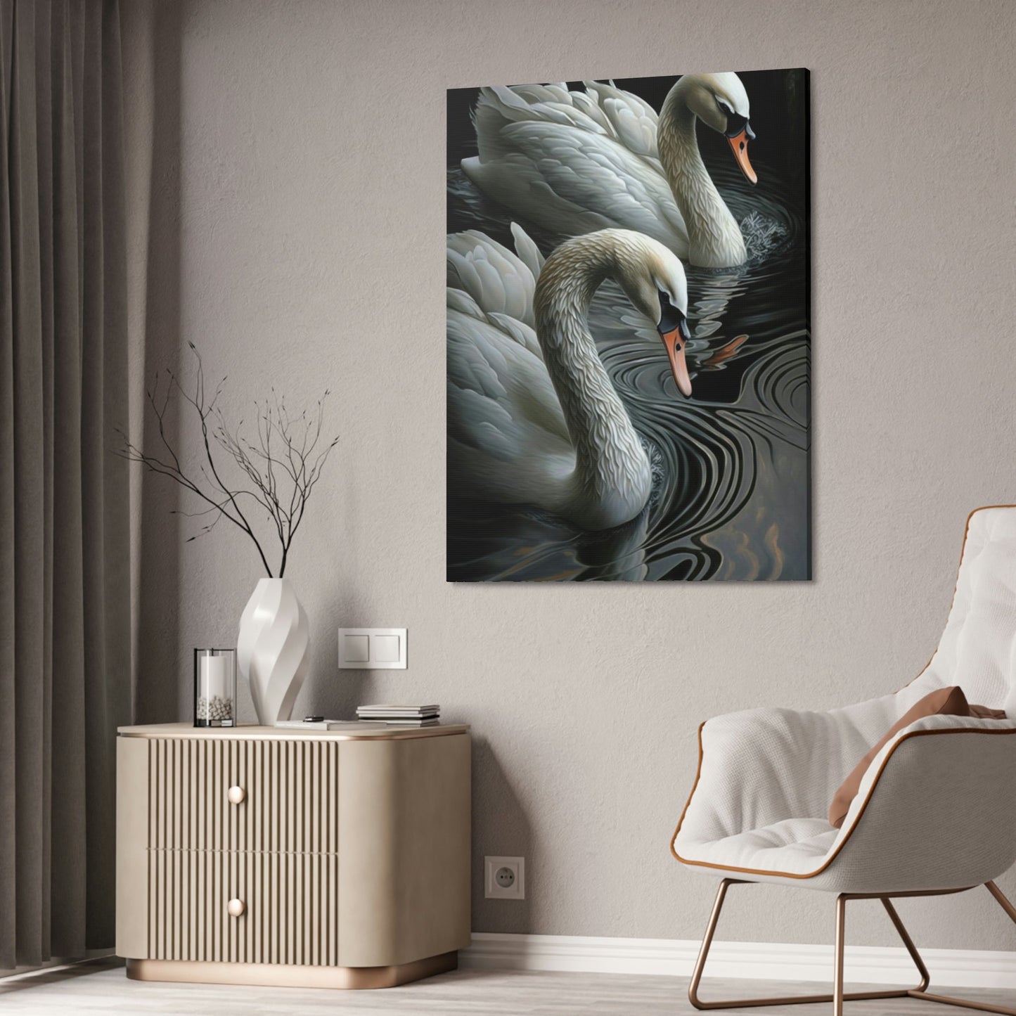 The Beauty of Swans: A Soft and Elegant Painting on Canvas
