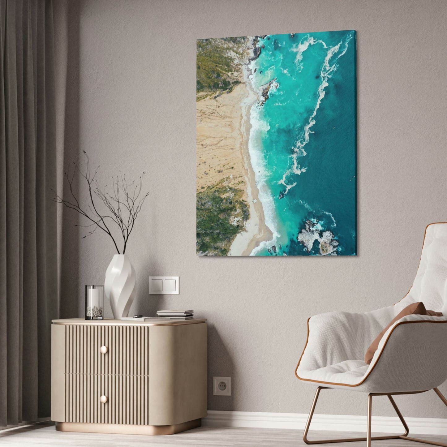 Ocean Paradise: Art Print of a Breathtaking Island Beach on a Natural Canvas & Poster