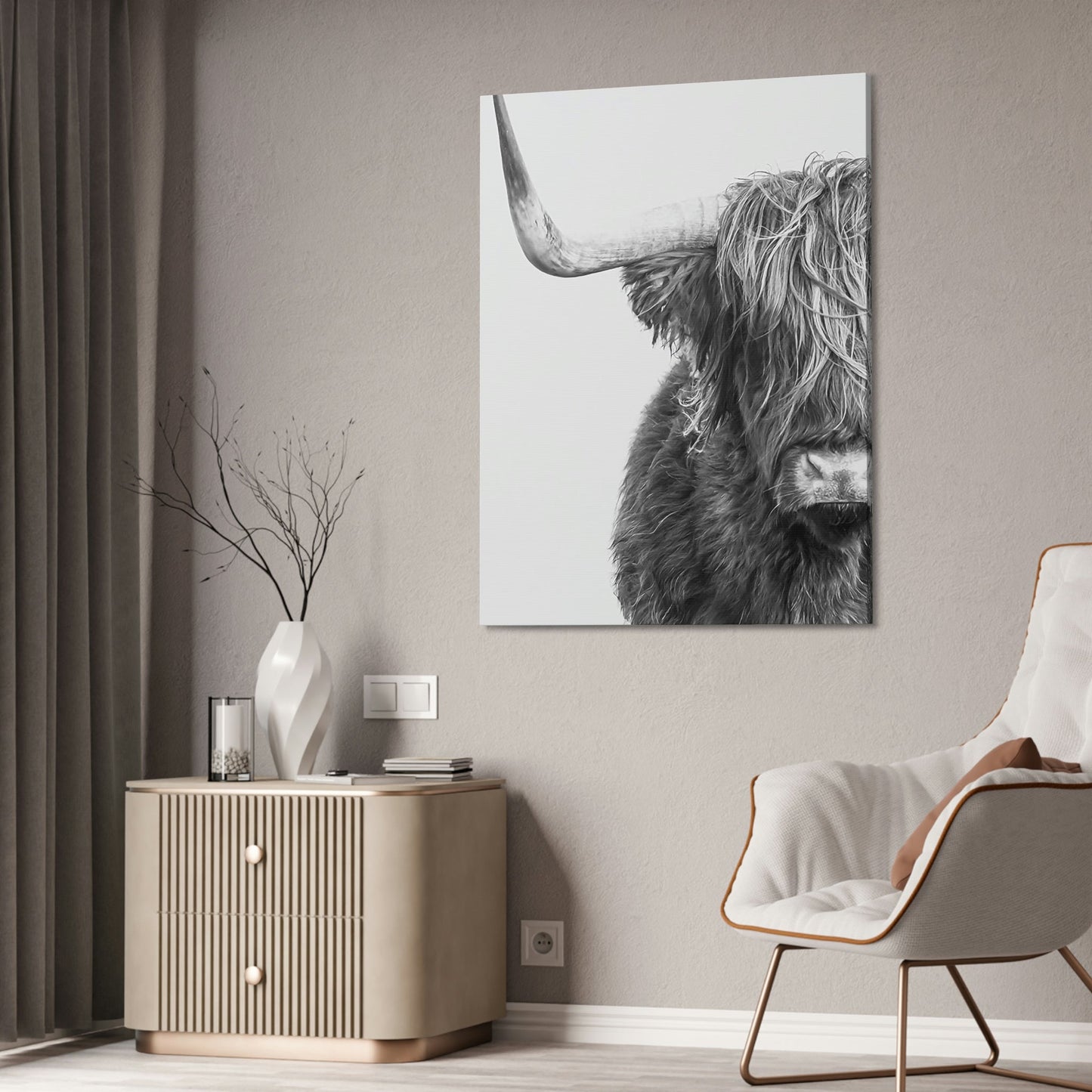 Highland Cow | Black & White Art | Animal Art — Pixoram