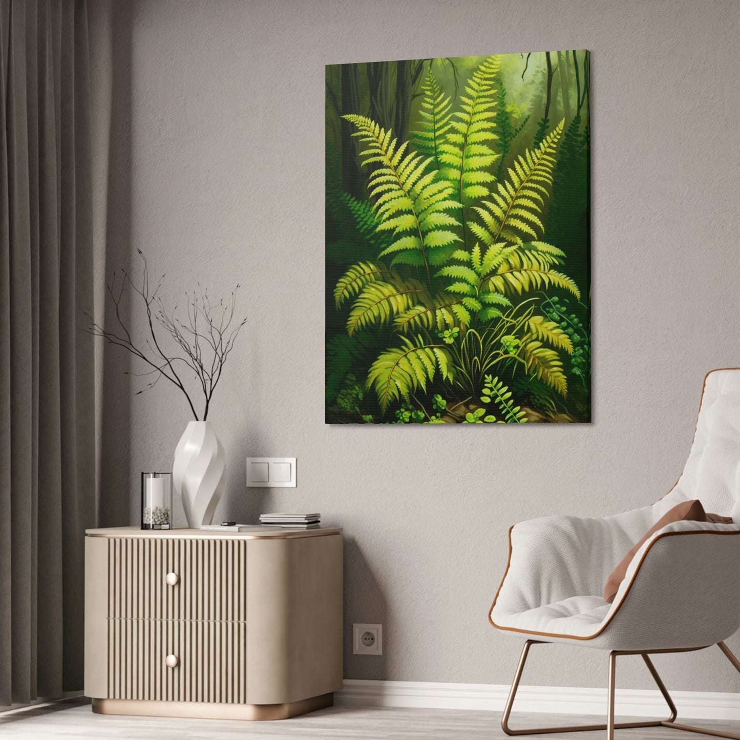 The Enchanted Forest: A Painting on Canvas Featuring Ferns