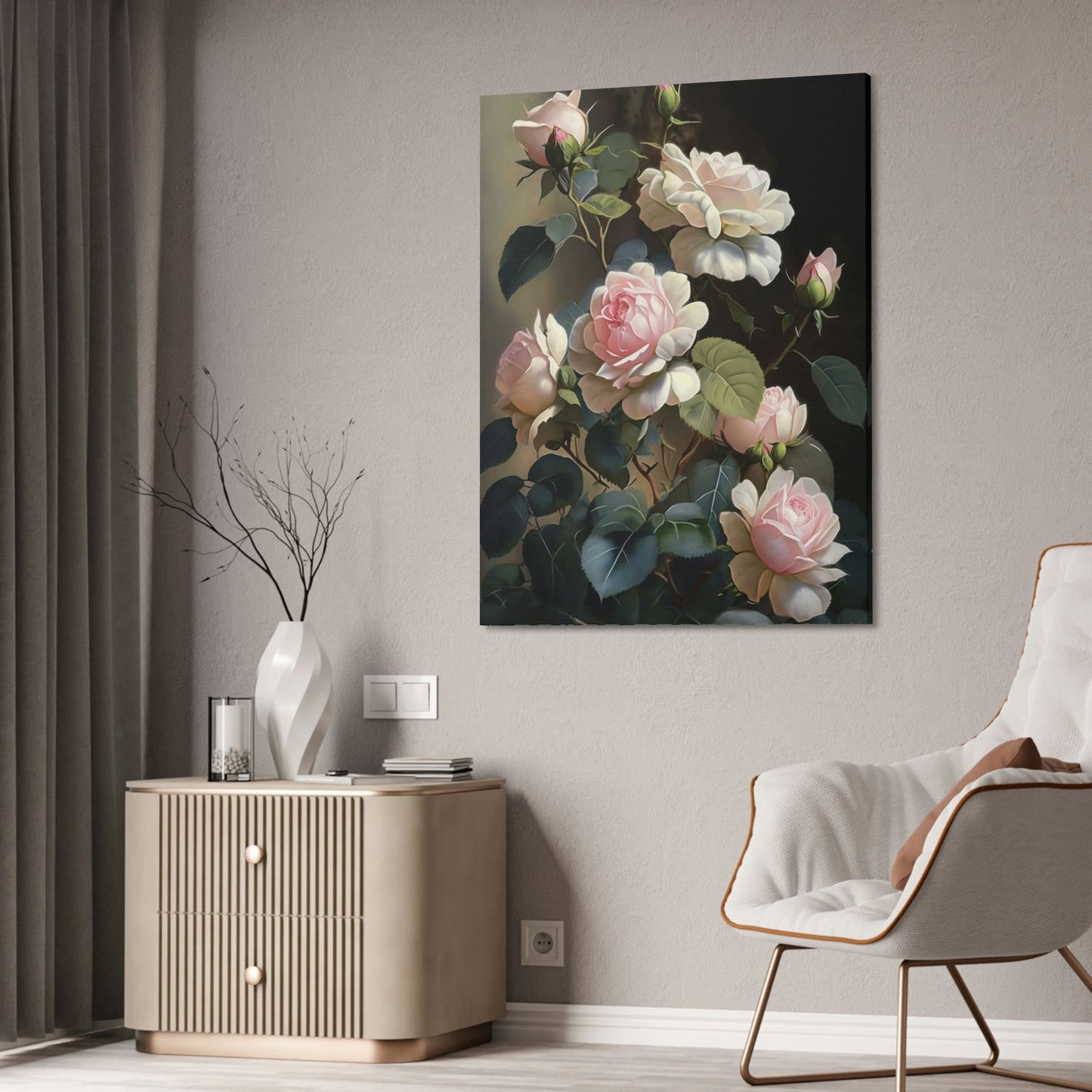 Rose Serenade: A Romantic Painting on Canvas