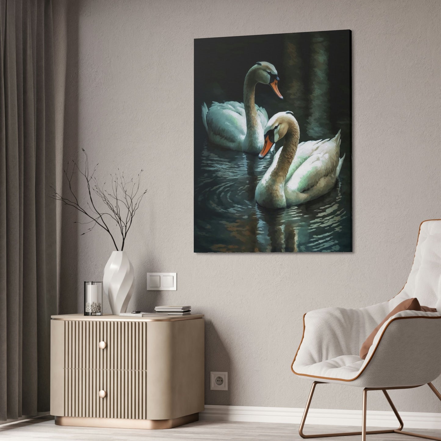 Swan Lake: A Dreamy Painting on Canvas