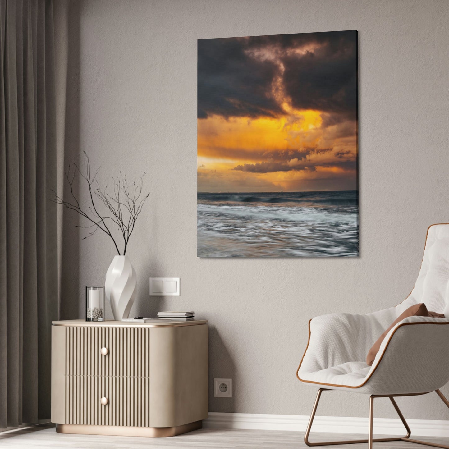 Ocean Waves: Natural Canvas Print of Beach Landscape