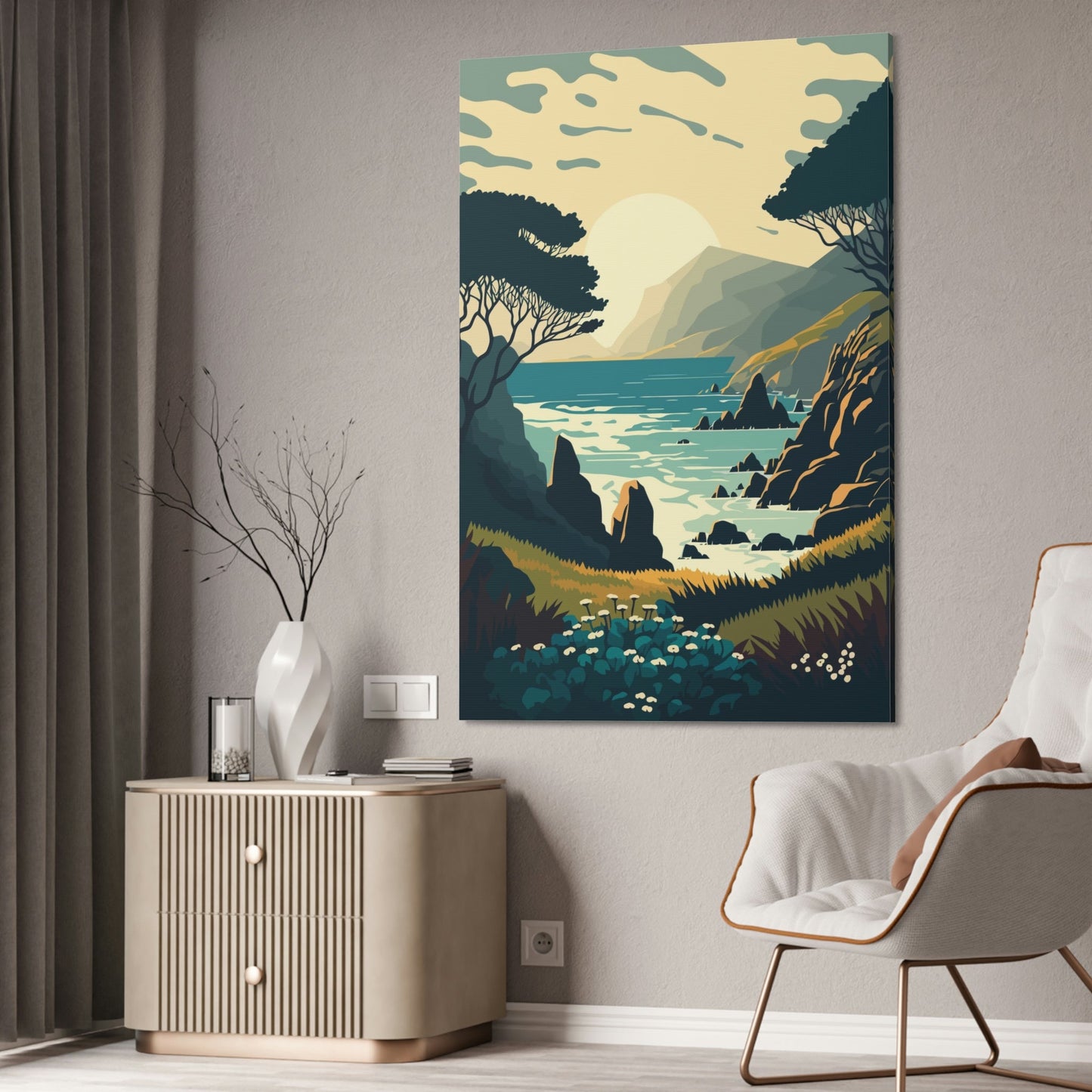 The Majesty of Lakes: Poster of a Majestic Lake on Framed Canvas