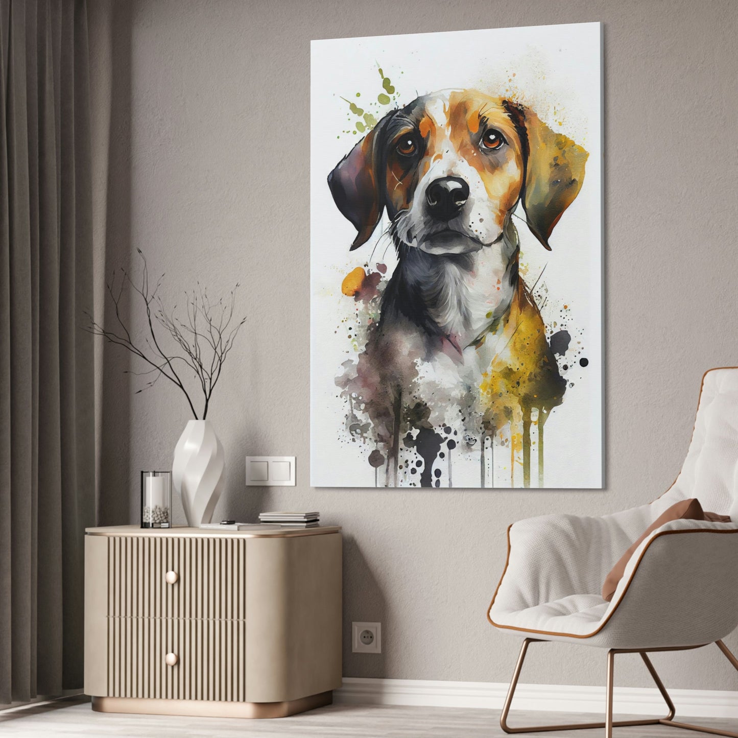 Canine Companion: Natural Canvas Wall Art of a Loyal Dog