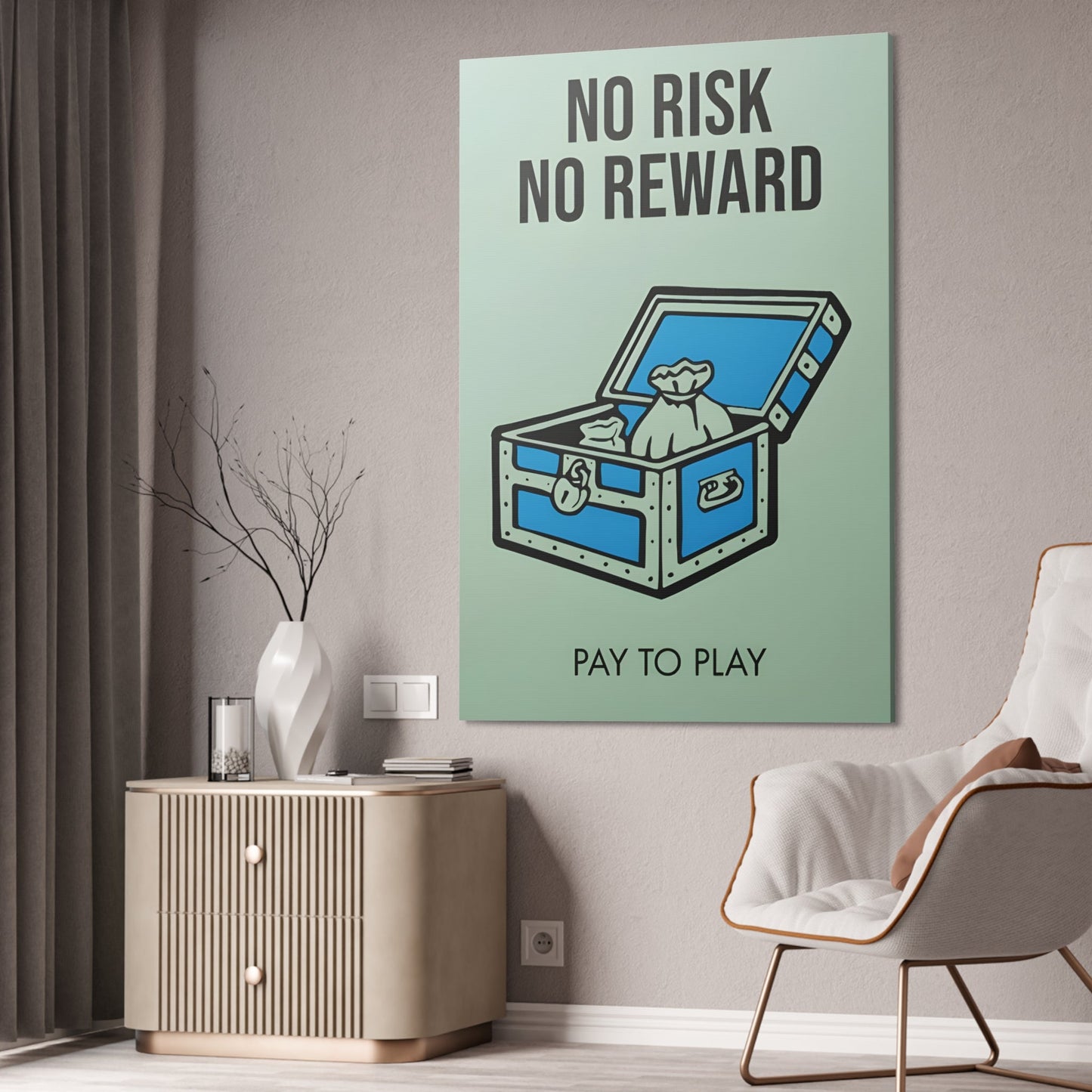 Monopoly's Motivational Masterpiece: Framed Canvas of Inspiration
