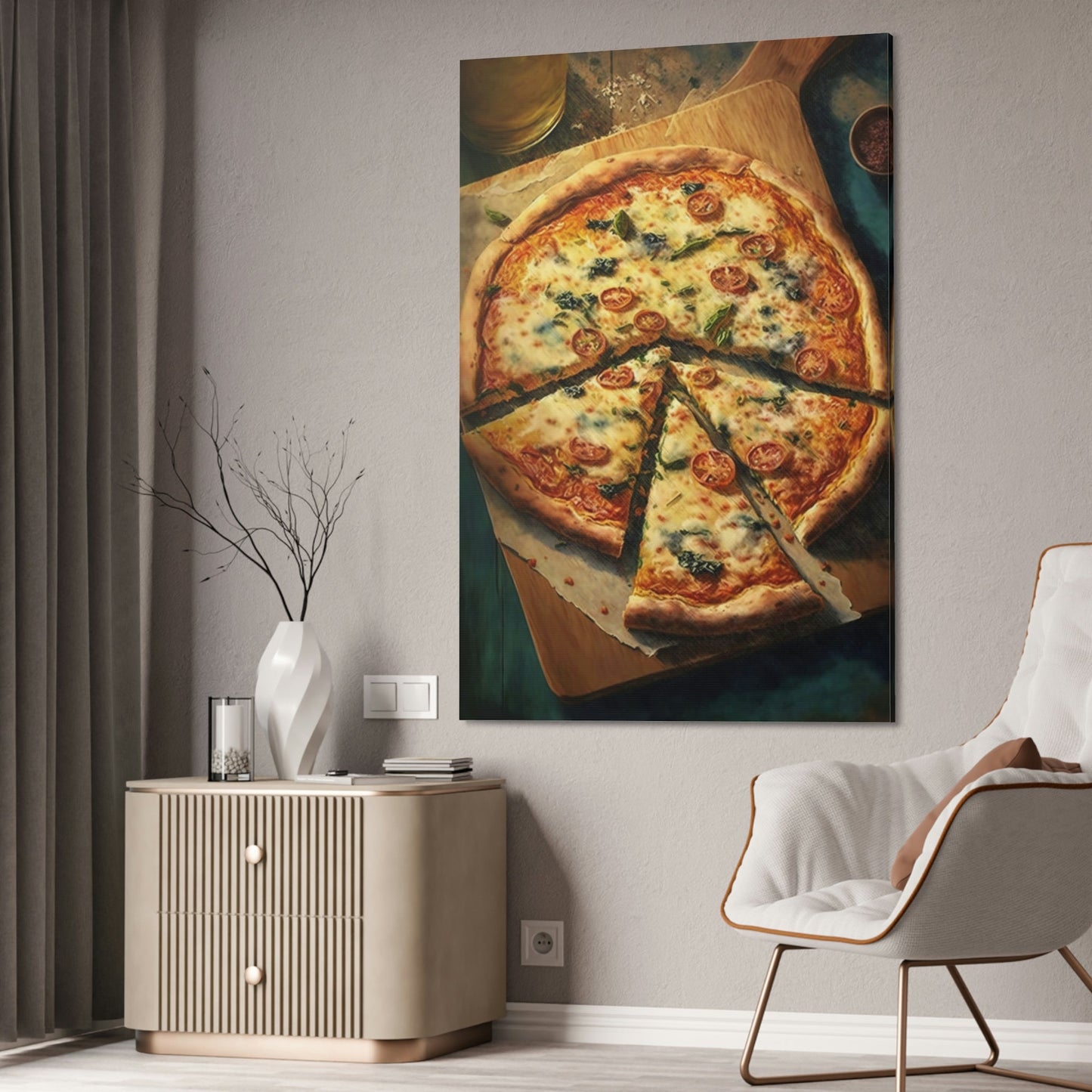 Pizza Perfection: Natural Canvas Prints of Artfully Arranged Pizza Toppings