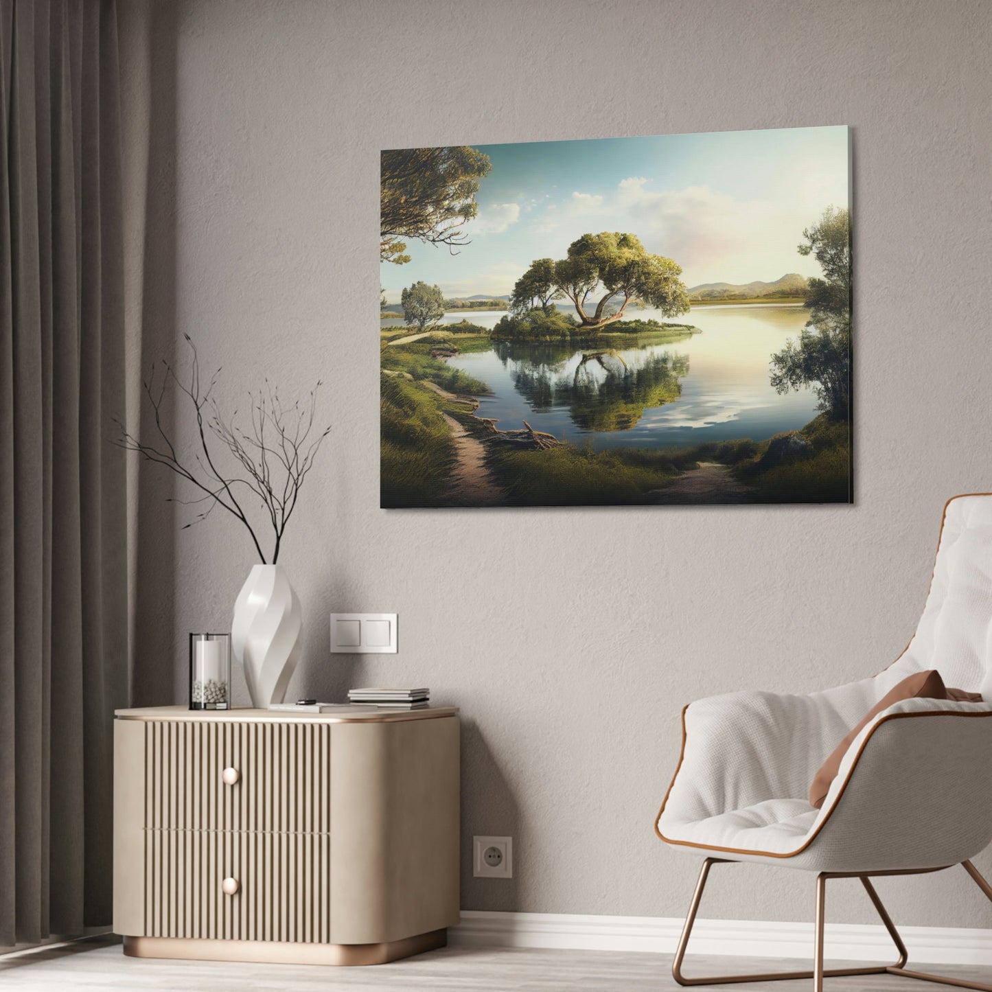 Lakeside Beauty: Print on Canvas of a Gorgeous Lake View