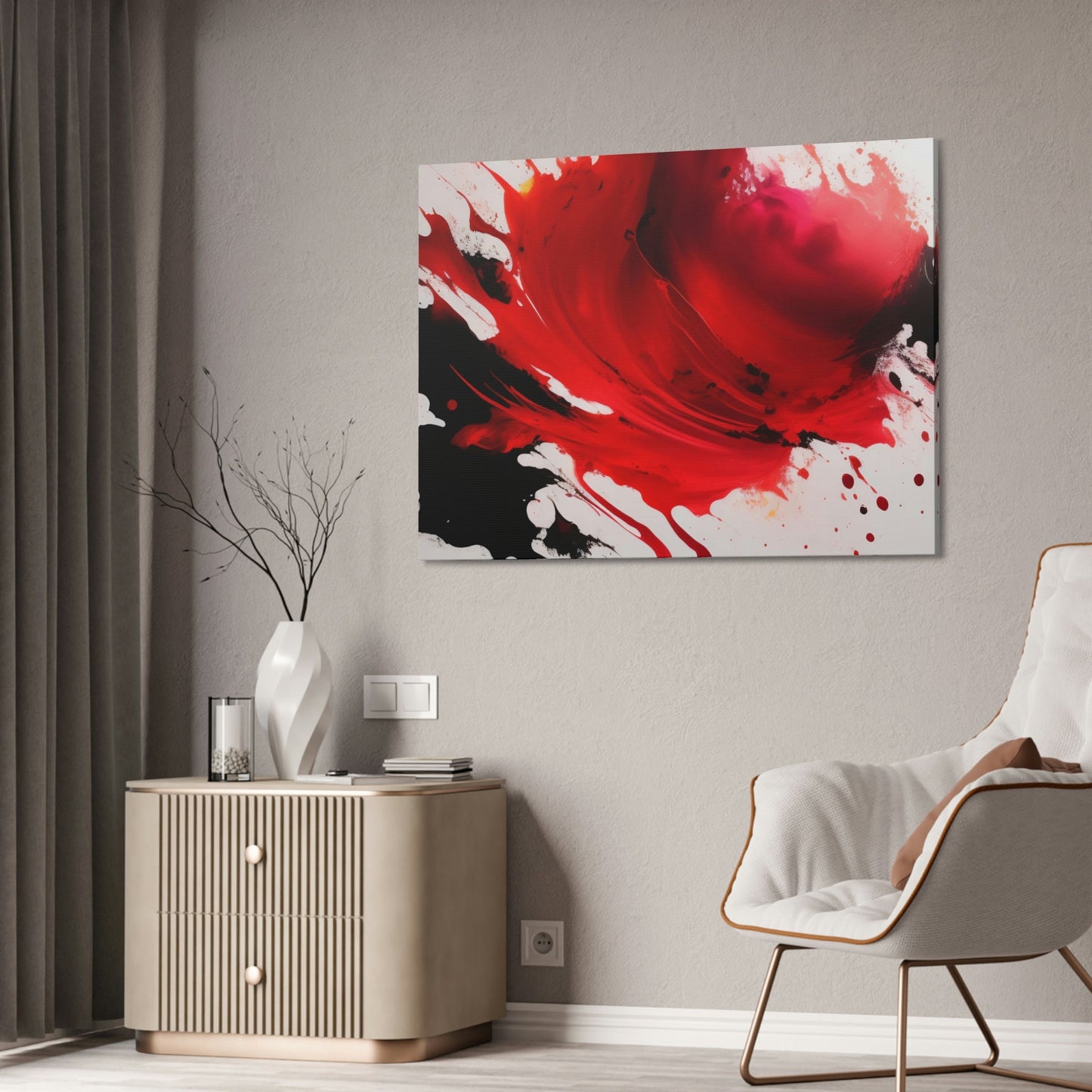 The Art of Boldness: Red Abstract Prints and Wall Art on Natural Canvas & Posters