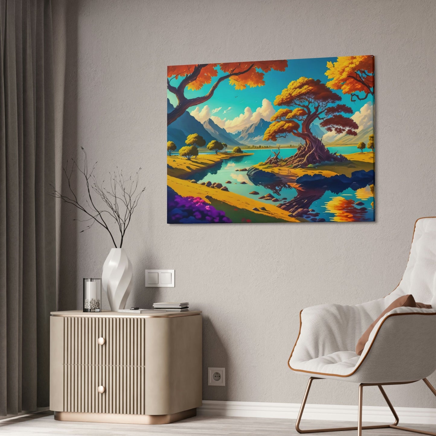 Nature's Aqua Palette: Artful Canvas and Poster Print of Lakes and Rivers