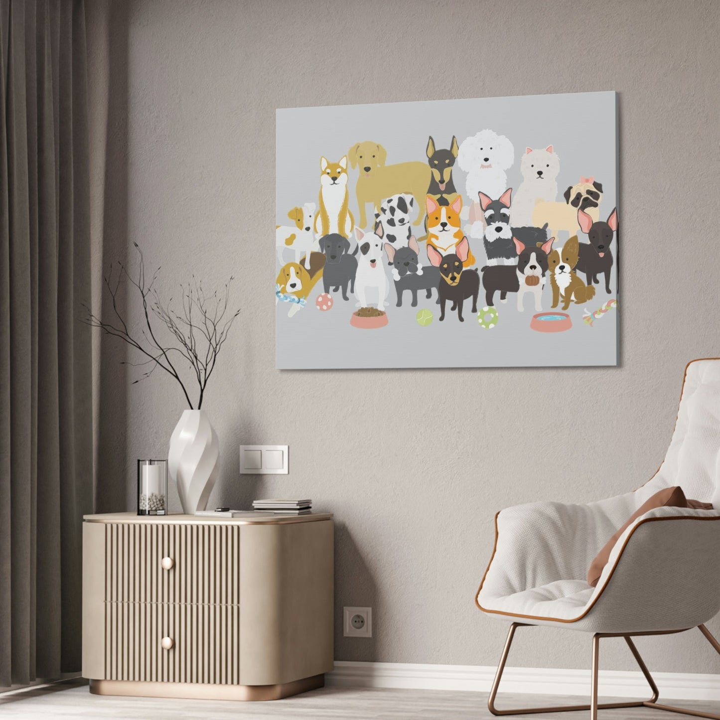 Canine Comfort: Poster of Dogs Relaxing on a Framed Canvas