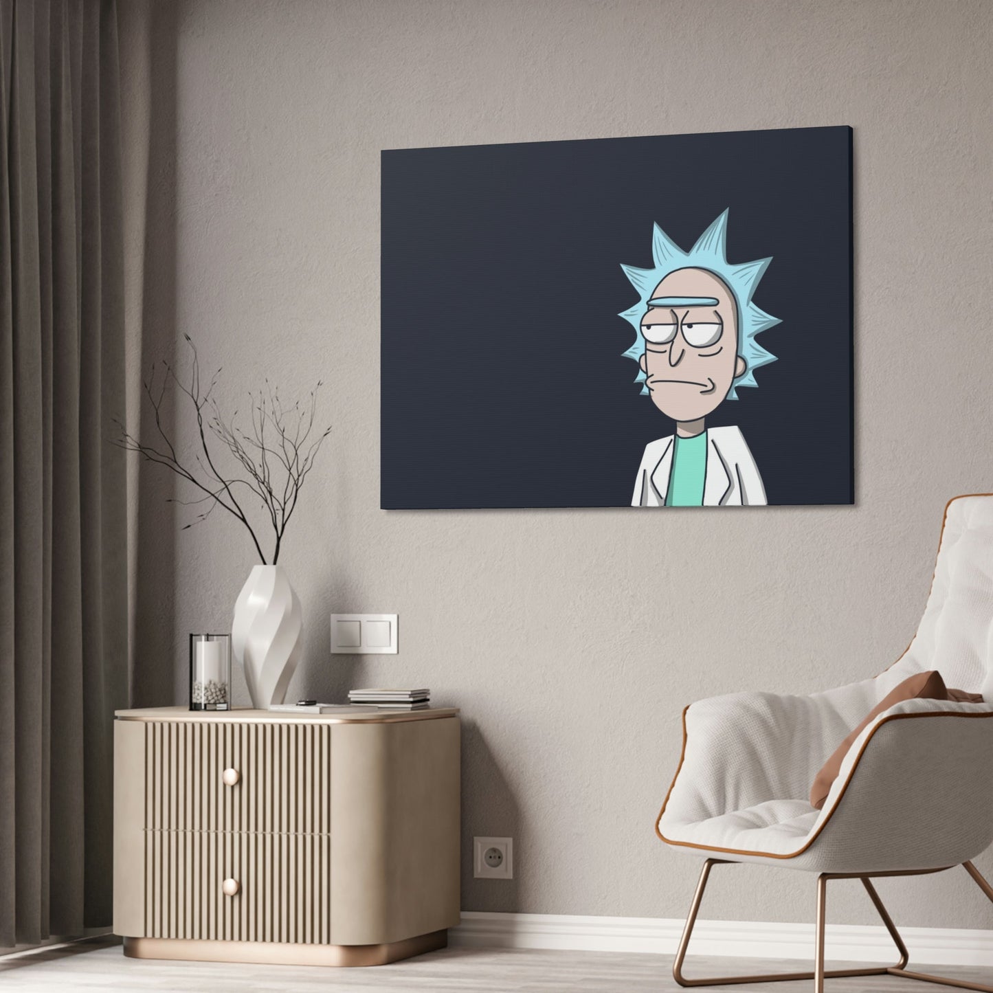 Rick's Multiverse Adventures: Framed Canvas Wall Art Depicting the Iconic Rick from Rick and Morty