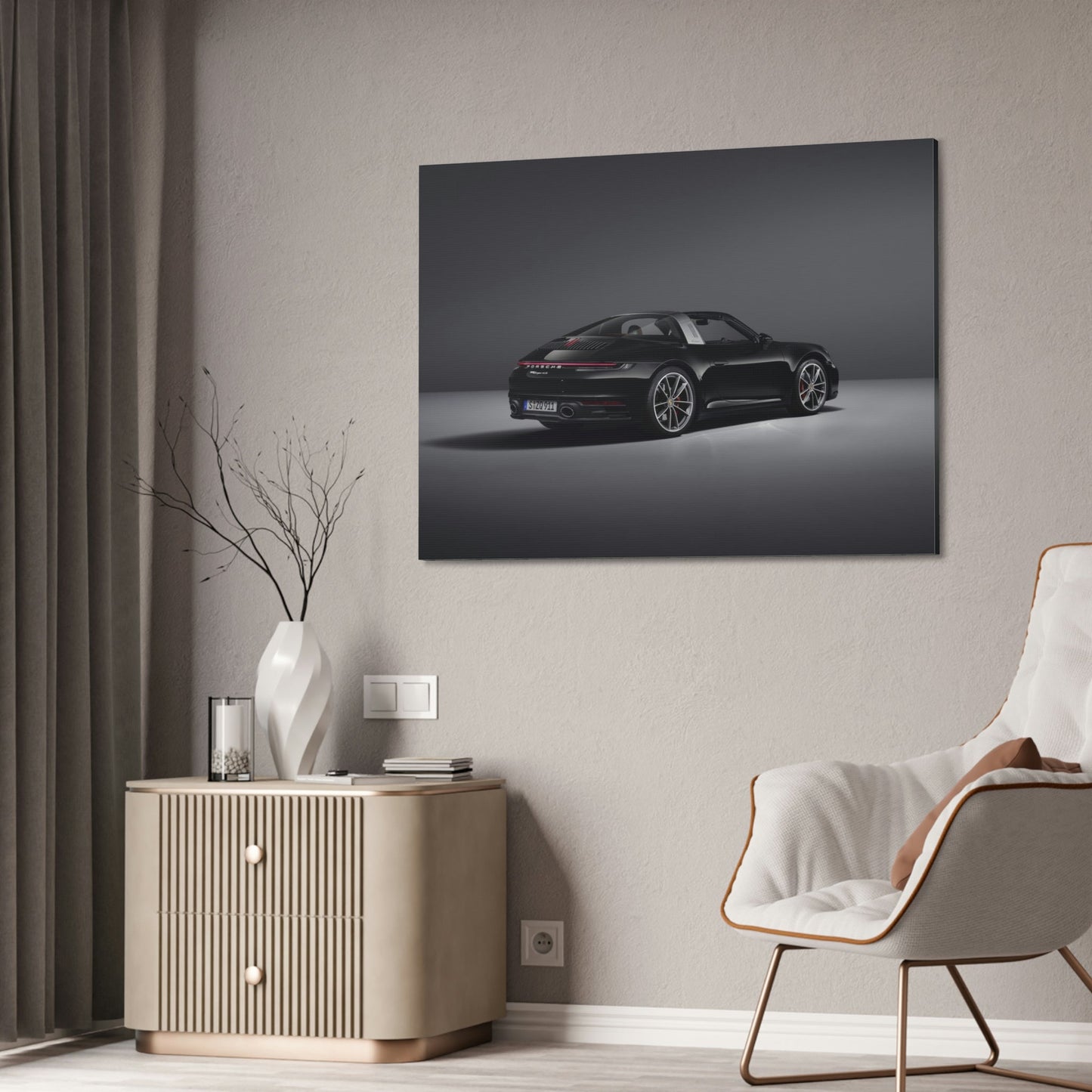 Porsche's Power and Beauty: A Natural Canvas & Poster Print for Car Aficionados