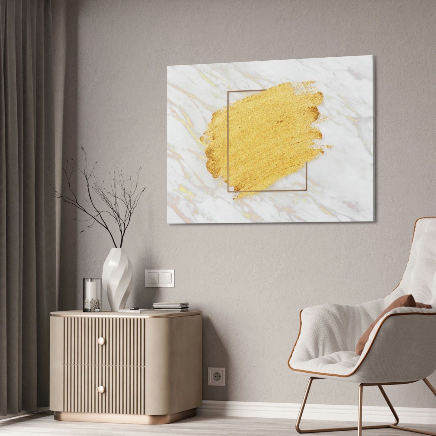 Golden Reflections: Captivating Print on Canvas of Abstract Gold Wall Art