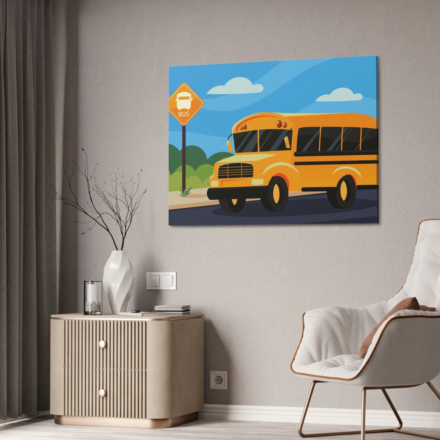 Cityscape Symphony: Harmonizing Bus and Canvas & Poster Wall Art