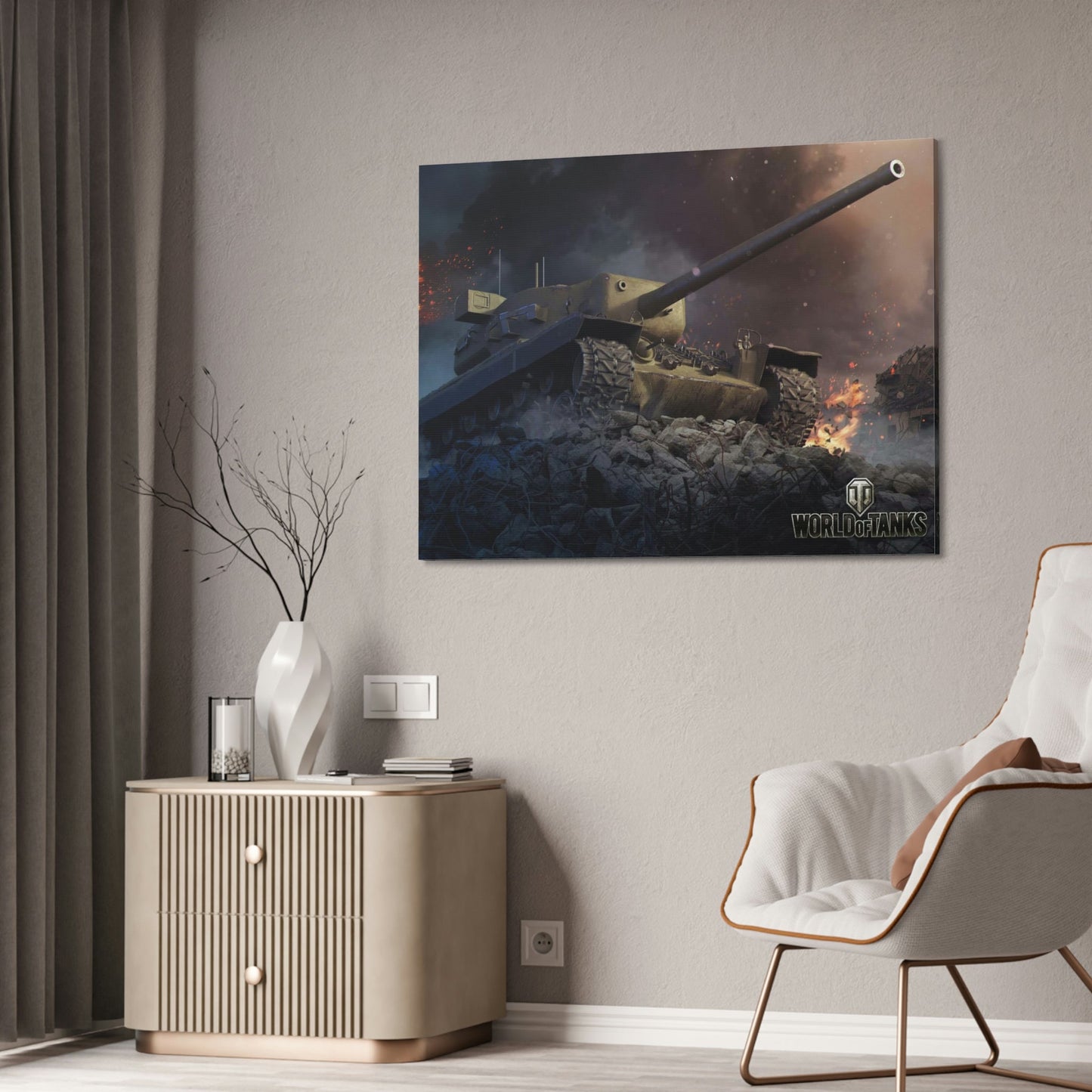 Armored Warriors in Motion: Striking World of Tanks Canvas Wall Art