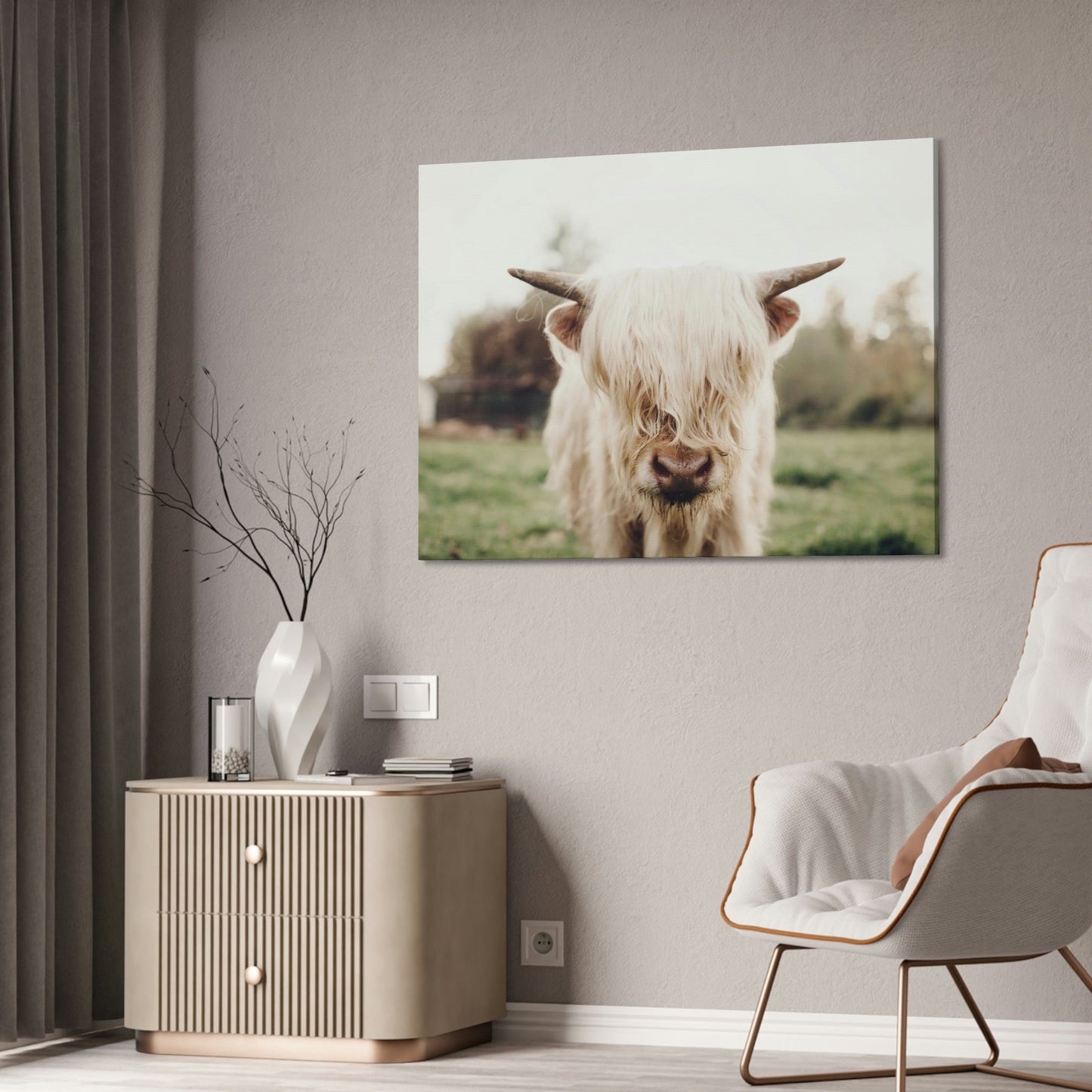 Highland Cow | Milky Color of Cow | Art Canvas — Pixoram