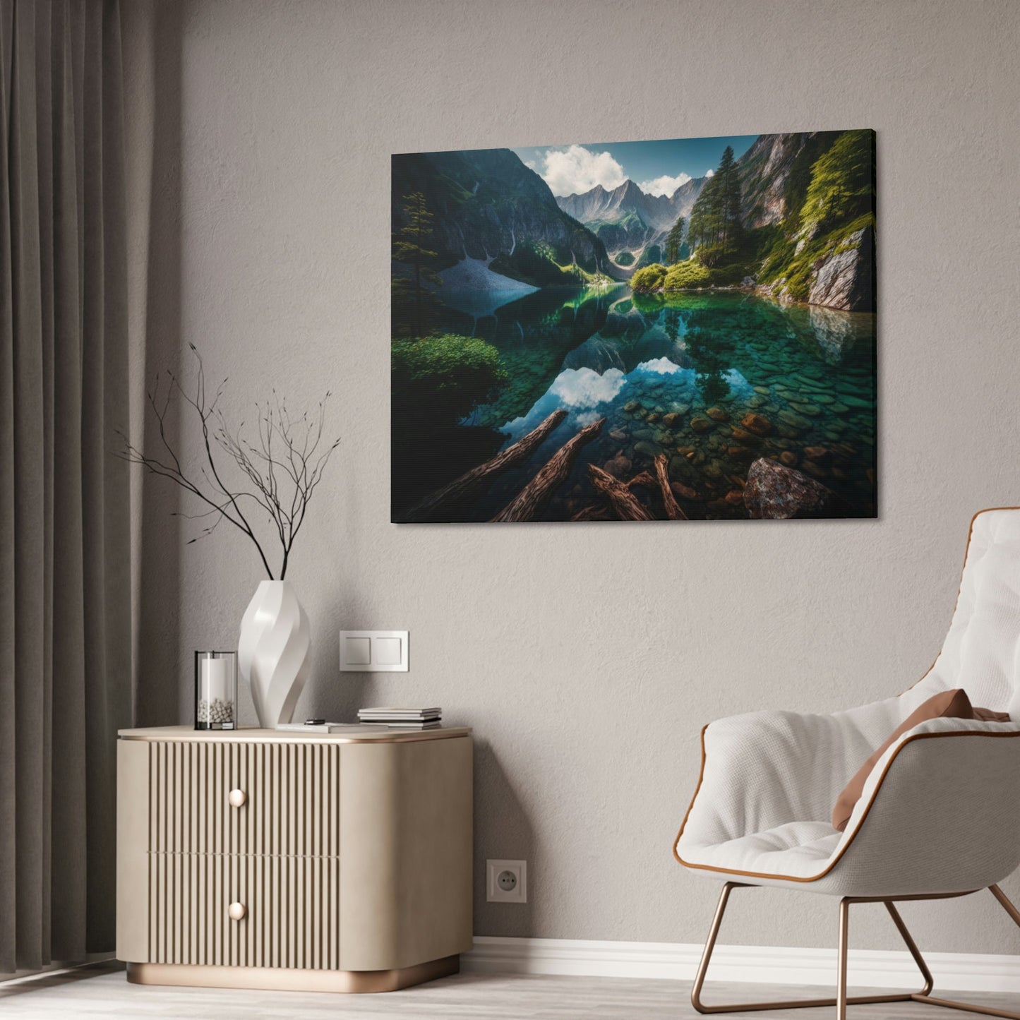 Serene Waterscapes: Lakes and Rivers on Natural Canvas and Framed Poster