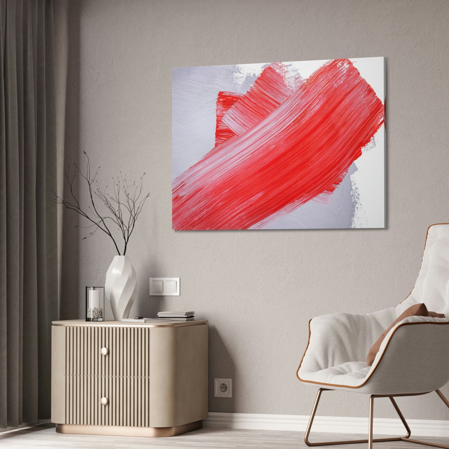 Red Abstract Delight: Natural Canvas and Framed Poster for Your Wall Art