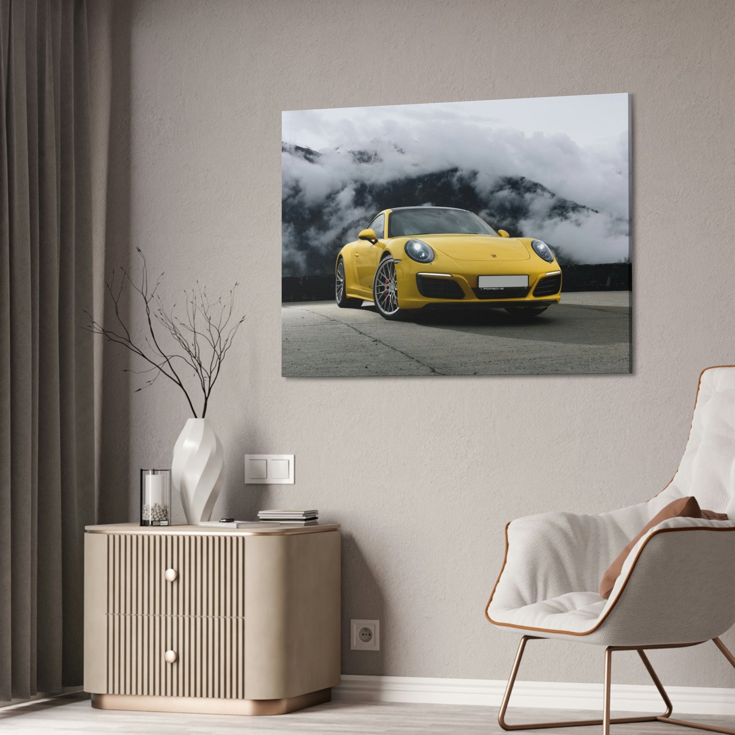 Porsche in the Mountains: A Scenic Canvas & Poster Print for Adventurers