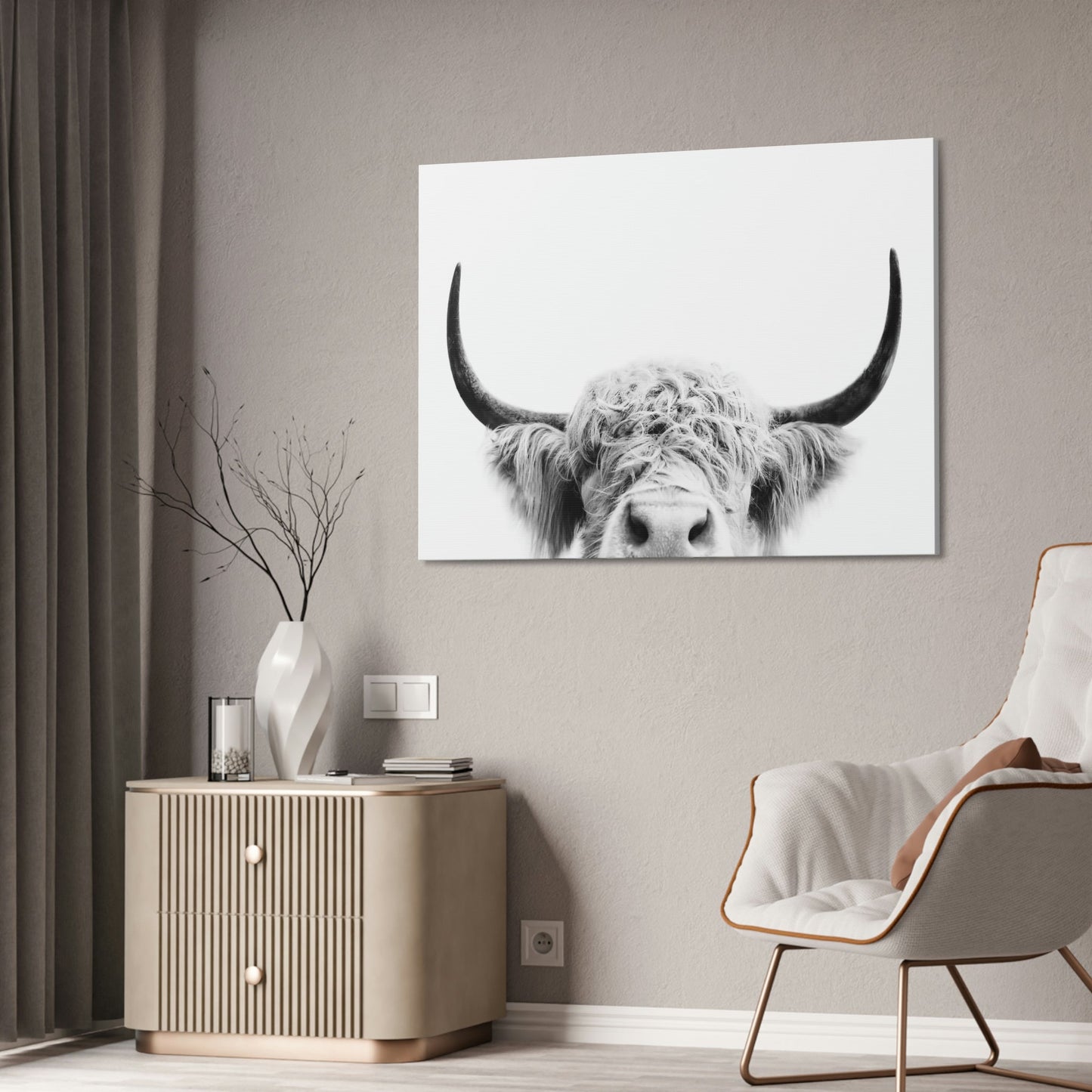 Highland Cow | Close-up of a Horned Cow | Wall Art — Pixoram