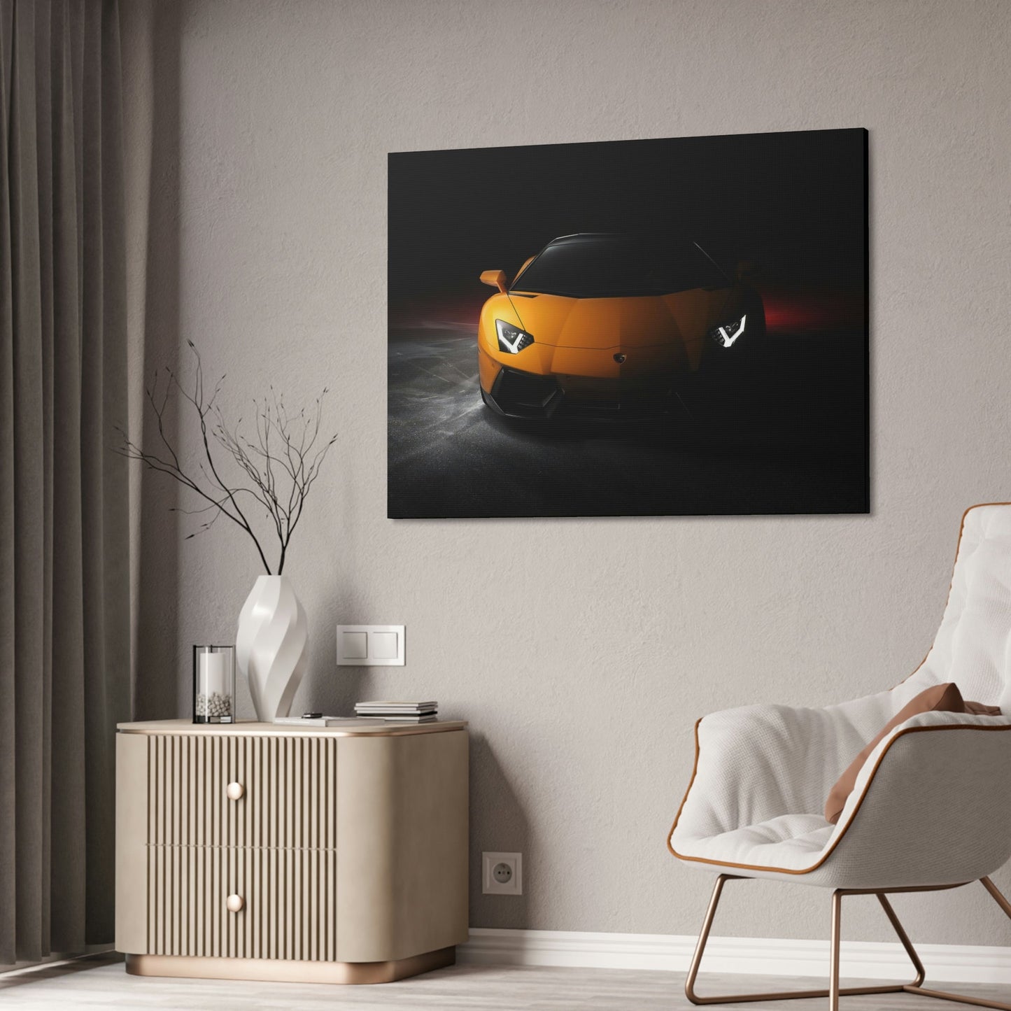 Lamborghini The Power of Elegance: Art and Wall Decor on Natural Canvas