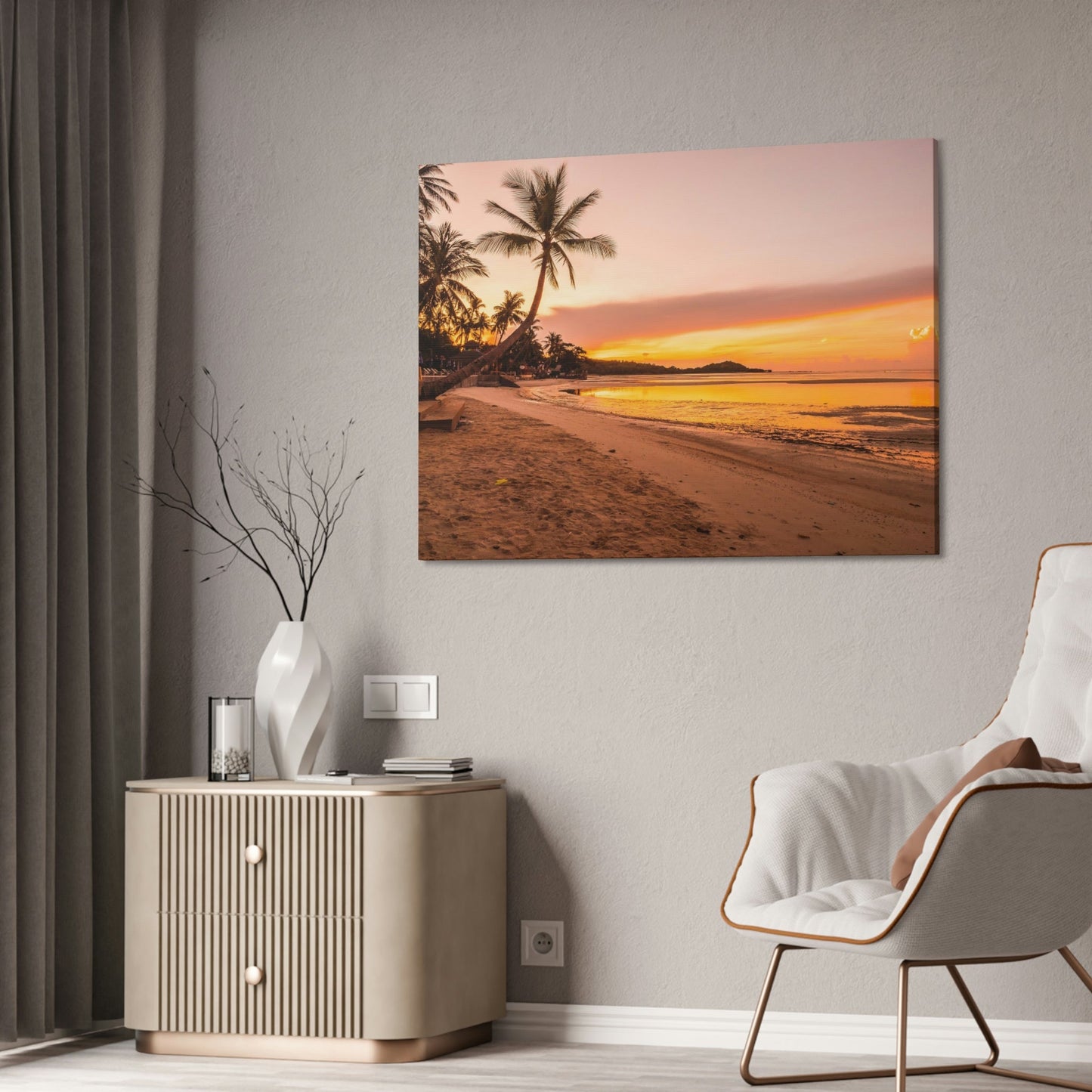 Seaside Sunset: Canvas Print of a Breathtaking Beach Sunset on an Island