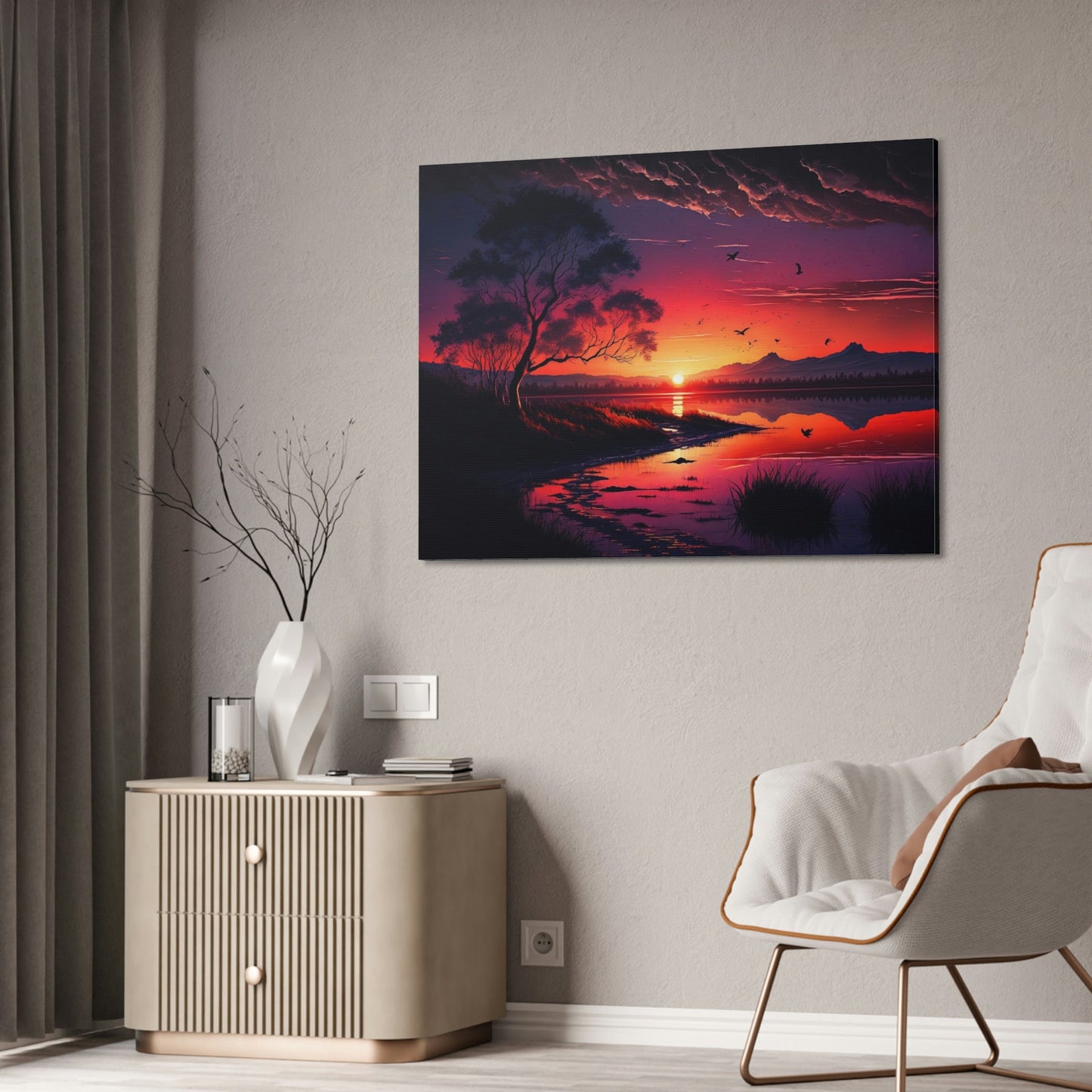 River's Edge: Natural Canvas Wall Art of a Picturesque Riverbank