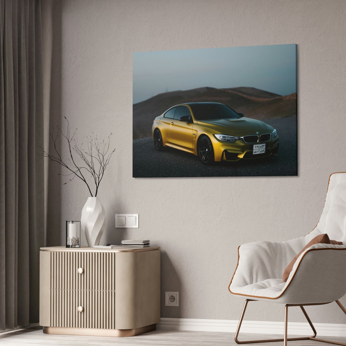 BMW's Engineering Excellence: Striking Wall Art on Natural Canvas & Poster