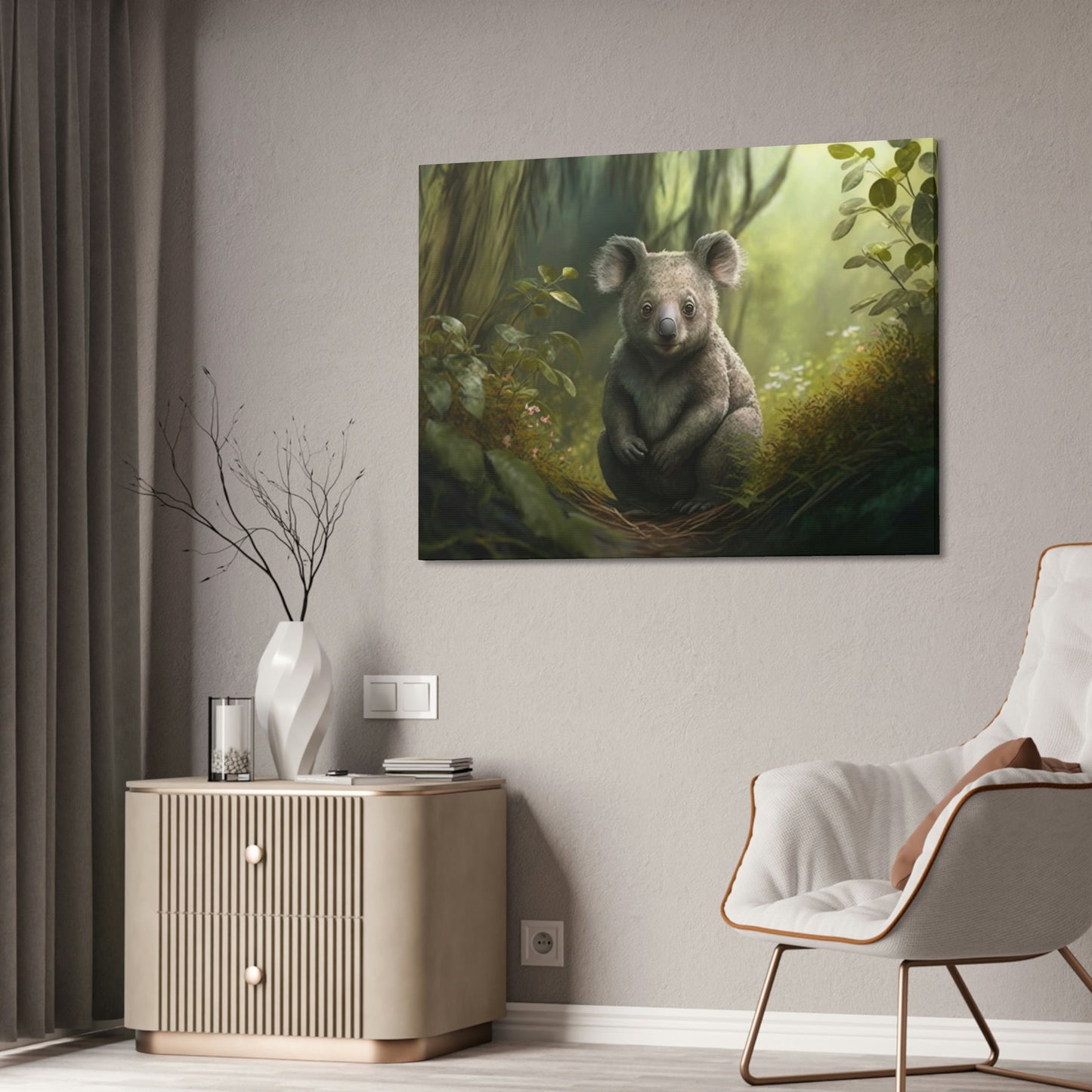 Among the Eucalyptus Trees: A Koala Painting on Canvas