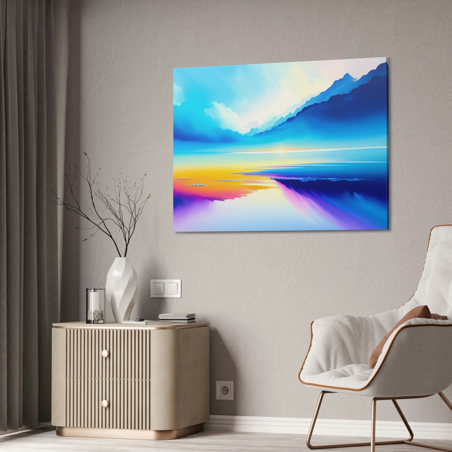 Nature's Wonder: Wall Art of a Breathtaking Lakeside on Natural Canvas & Poster