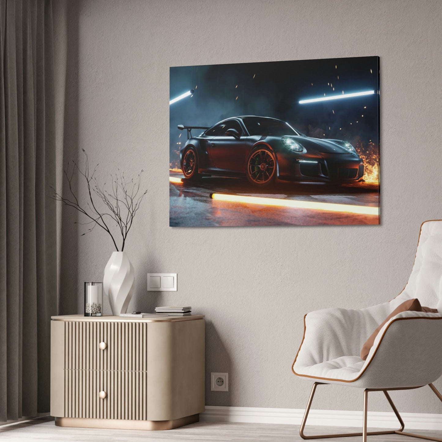 Beauty in Motion: Natural Canvas & Poster Print of a Porsche in Action