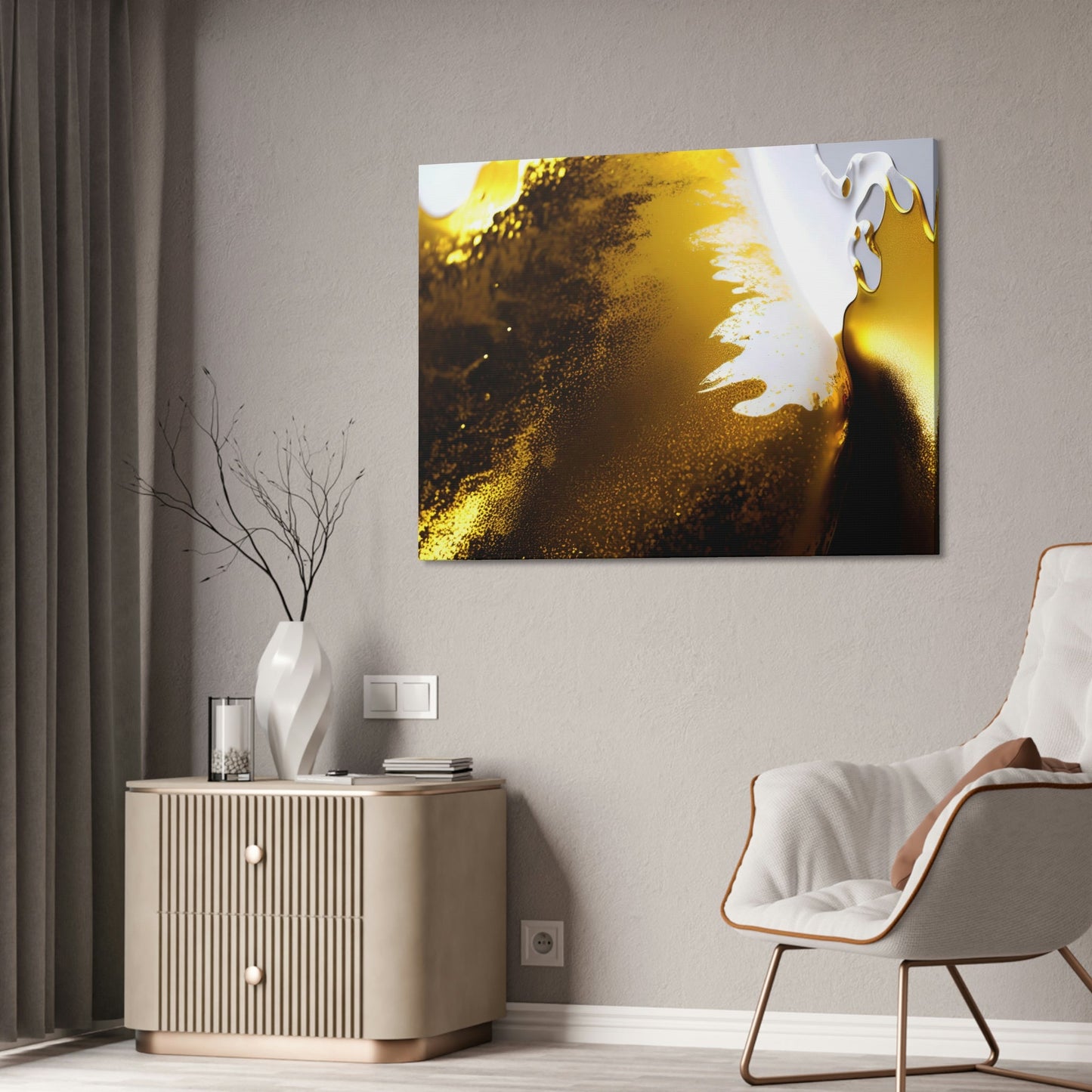 Golden Abstractions: Print on Canvas of Abstract Gold Art