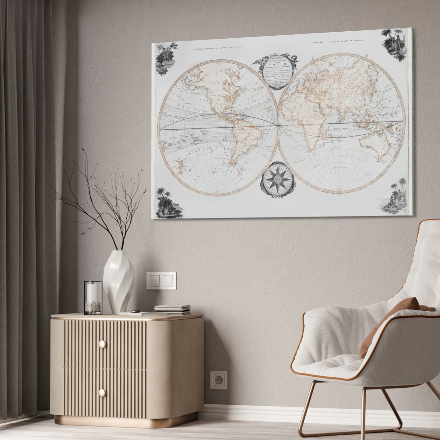 Classic Cartography: A Painting of Vintage Maps as an Art Form