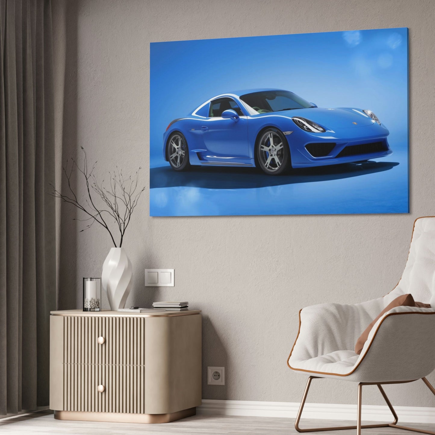 Blue Porsche Perspectives: Natural Canvas & Poster Print of a Dynamic Car