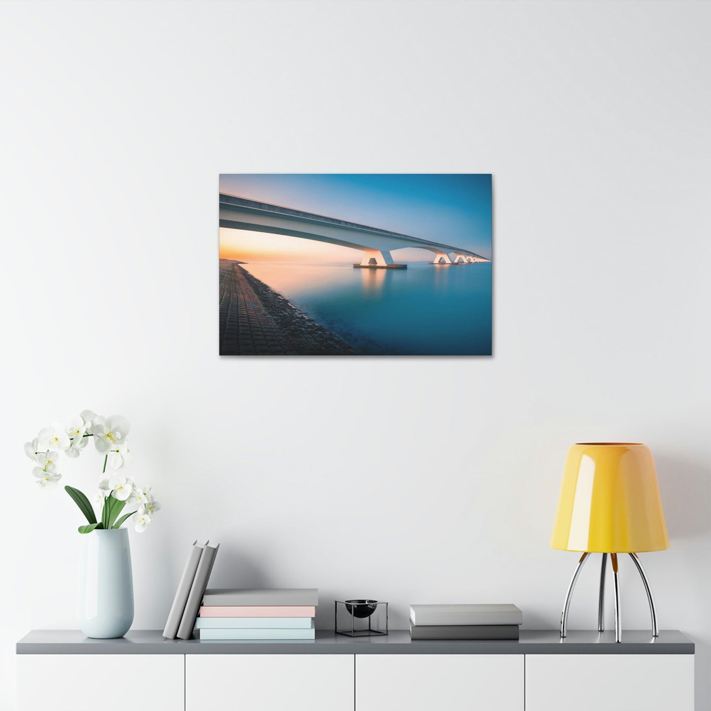 Golden Hour on the Bridge: Wall Art and Print on Canvas