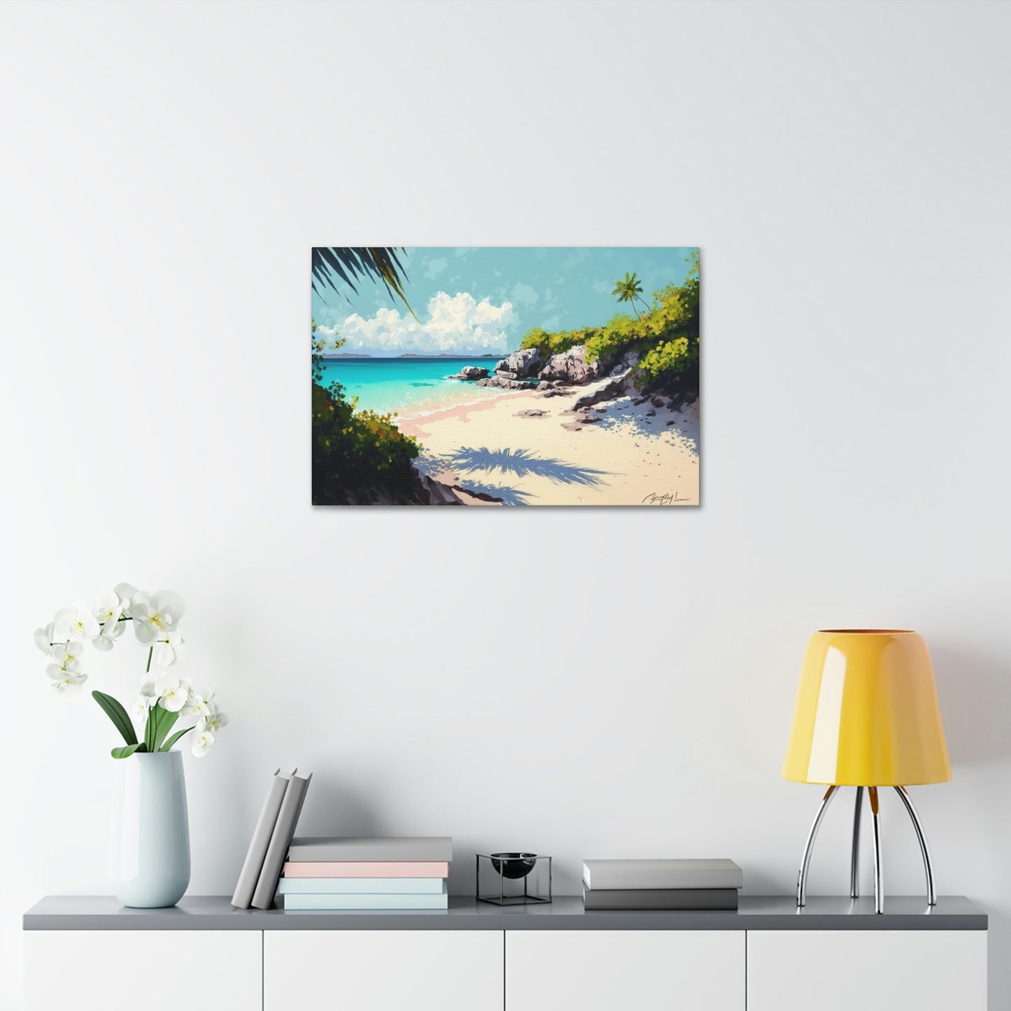 Escape to Paradise: Caribbean Beach Art on Natural Canvas and Wall Art Prints